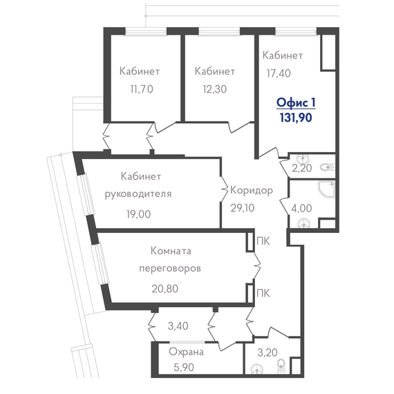 Офисное помещение 4 (БТИ 390-399)   м2 от застройщика ГК ТОЧНО