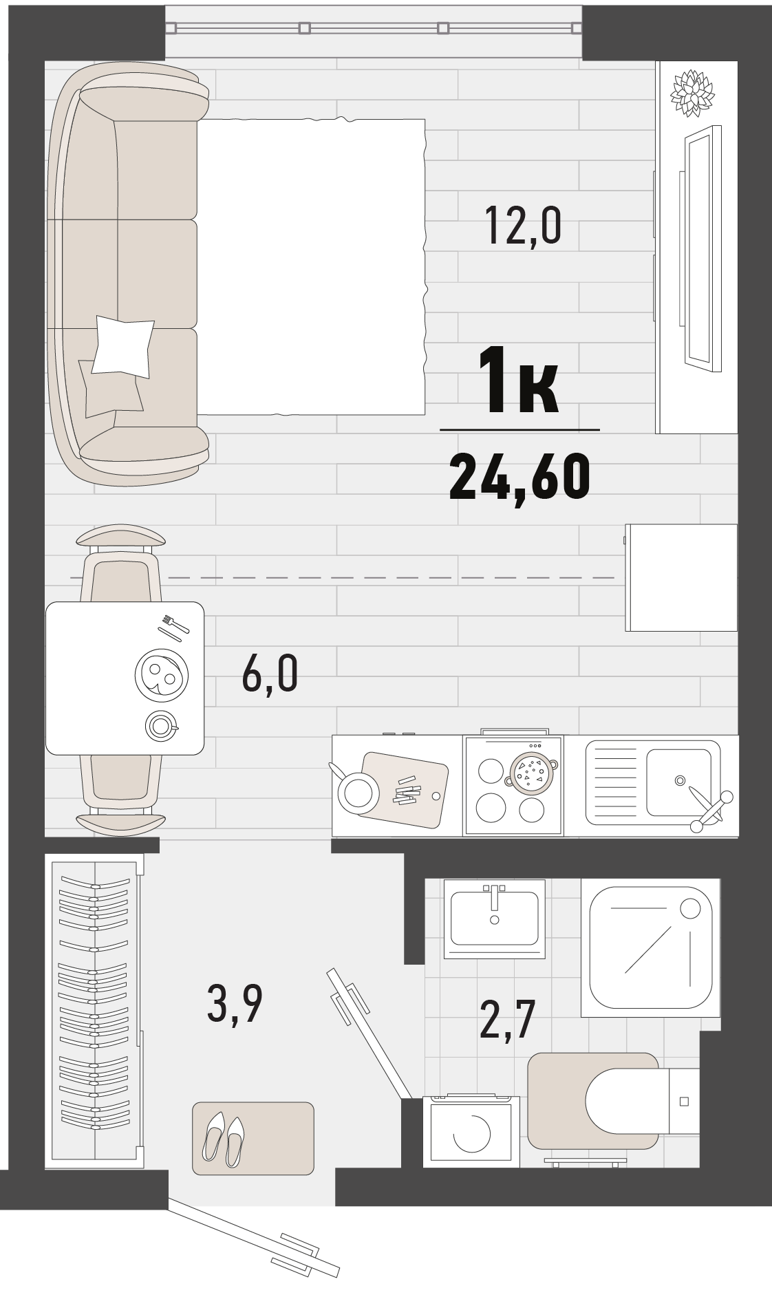 1-комнатная