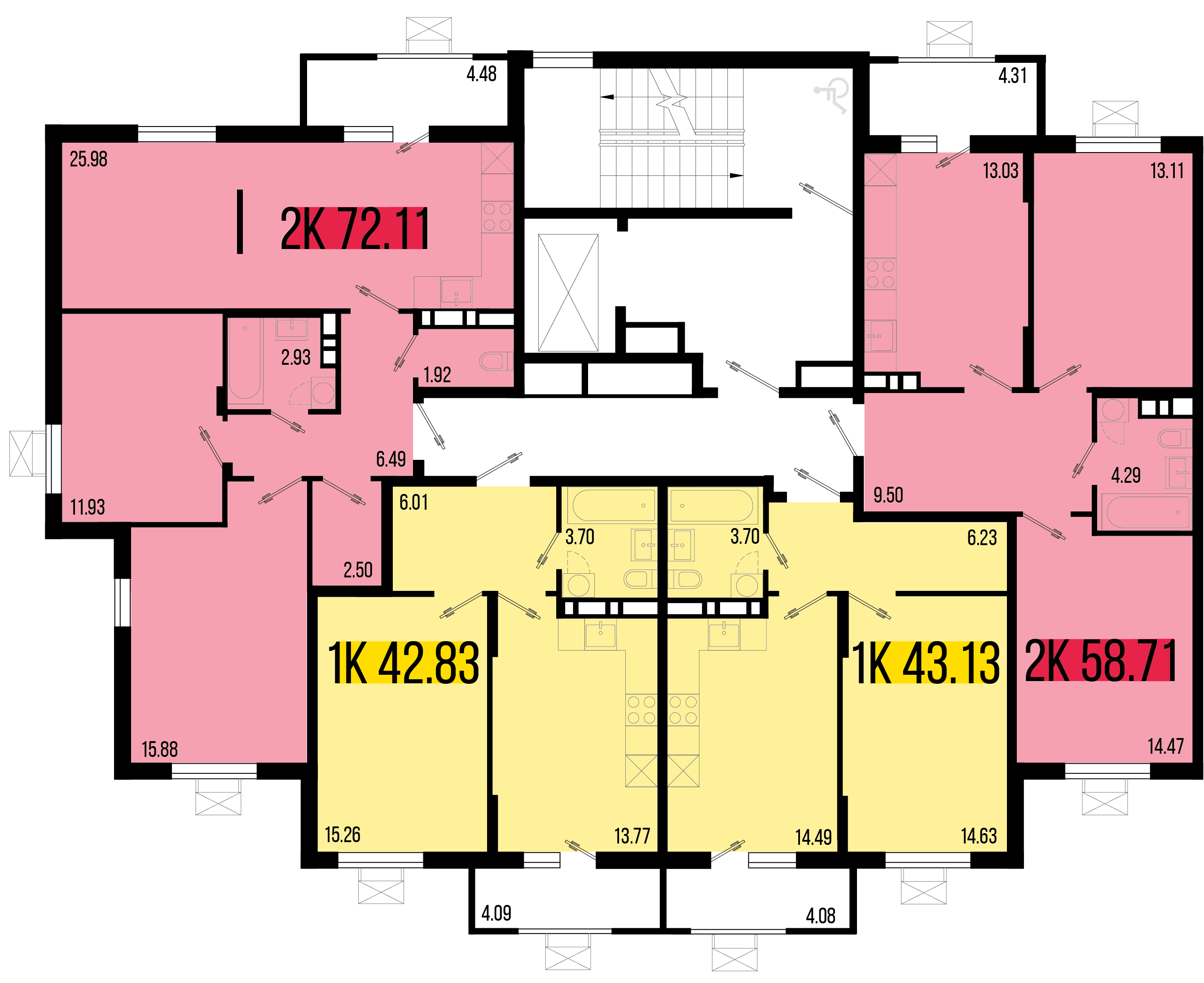 1-комнатная квартира №13 43,13 м2 от застройщика ГК ТОЧНО фото 5