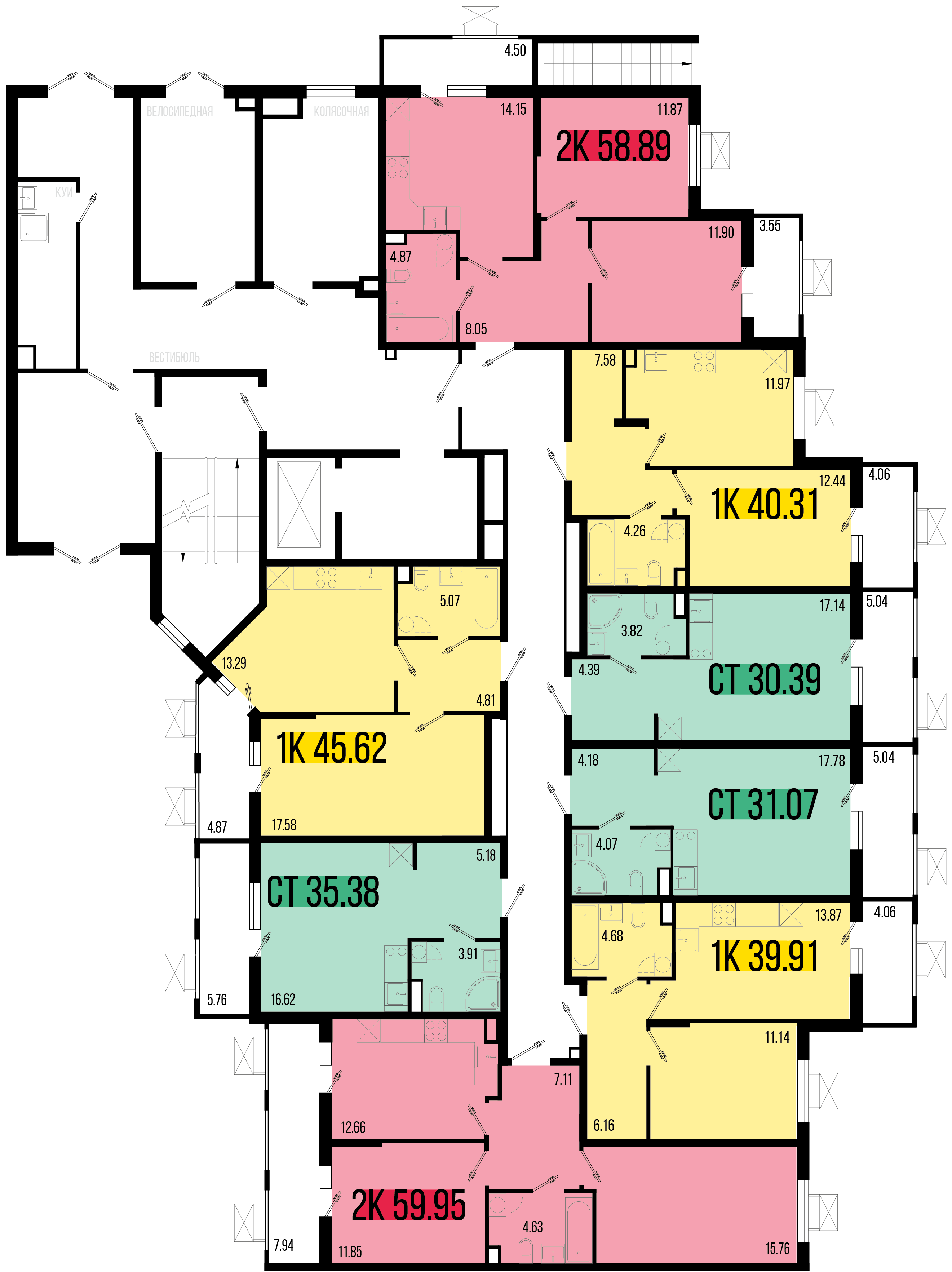 1-комнатная квартира №33 40,31 м2 от застройщика ГК ТОЧНО фото 5