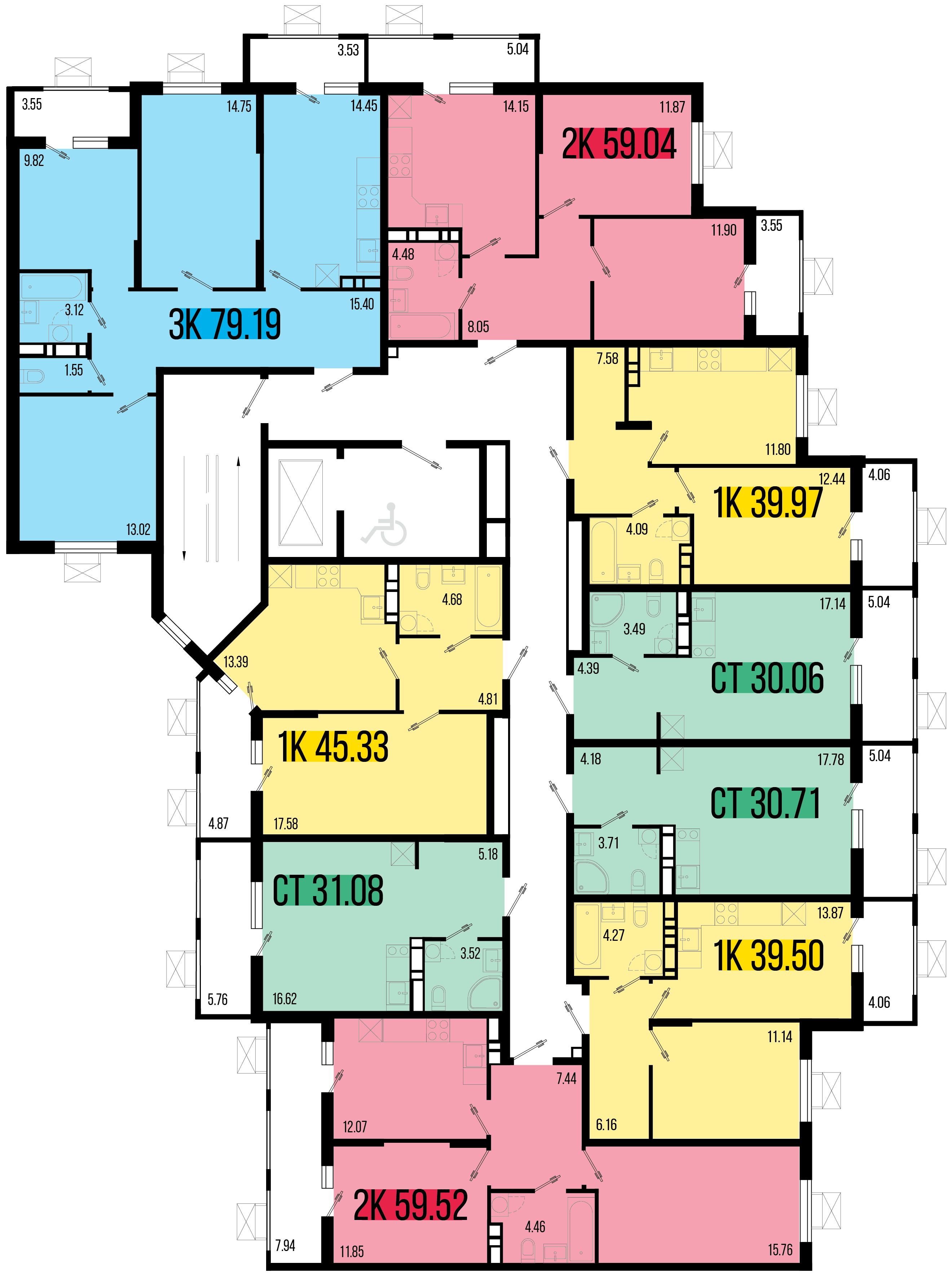3-комнатная квартира №40 79,19 м2 от застройщика ГК ТОЧНО фото 5