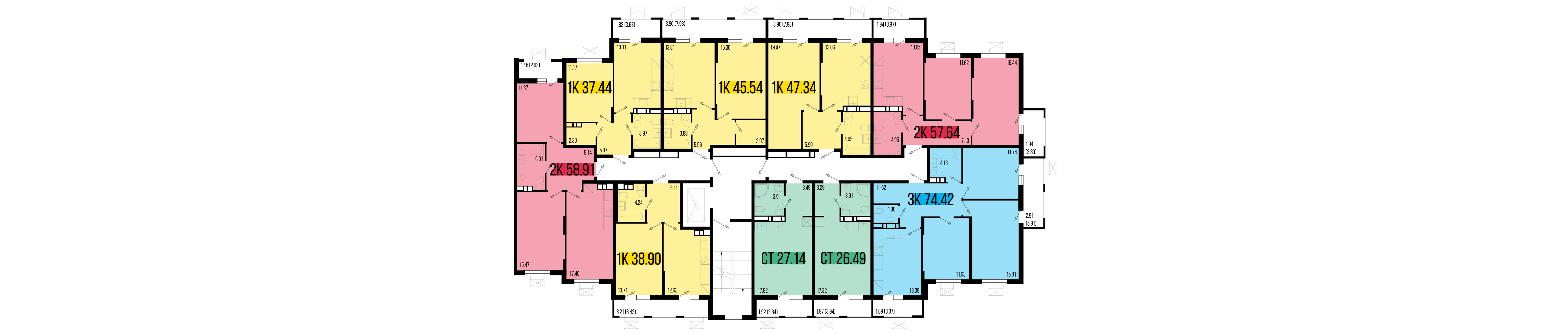 1-комнатная квартира №131 45,54 м2 от застройщика ГК ТОЧНО фото 5
