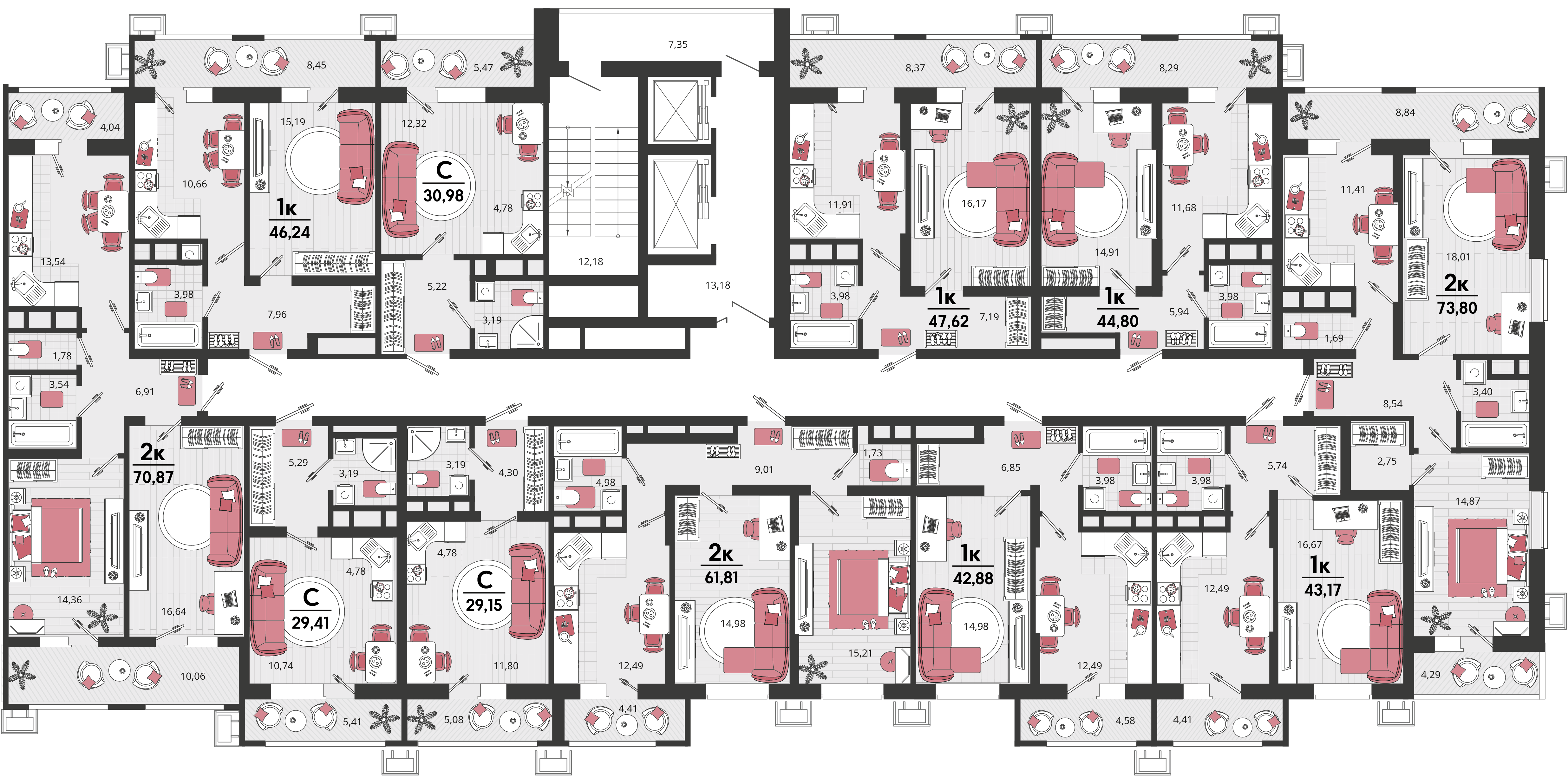 1-комнатная квартира №70 39,88 м2 от застройщика ГК ТОЧНО фото 4
