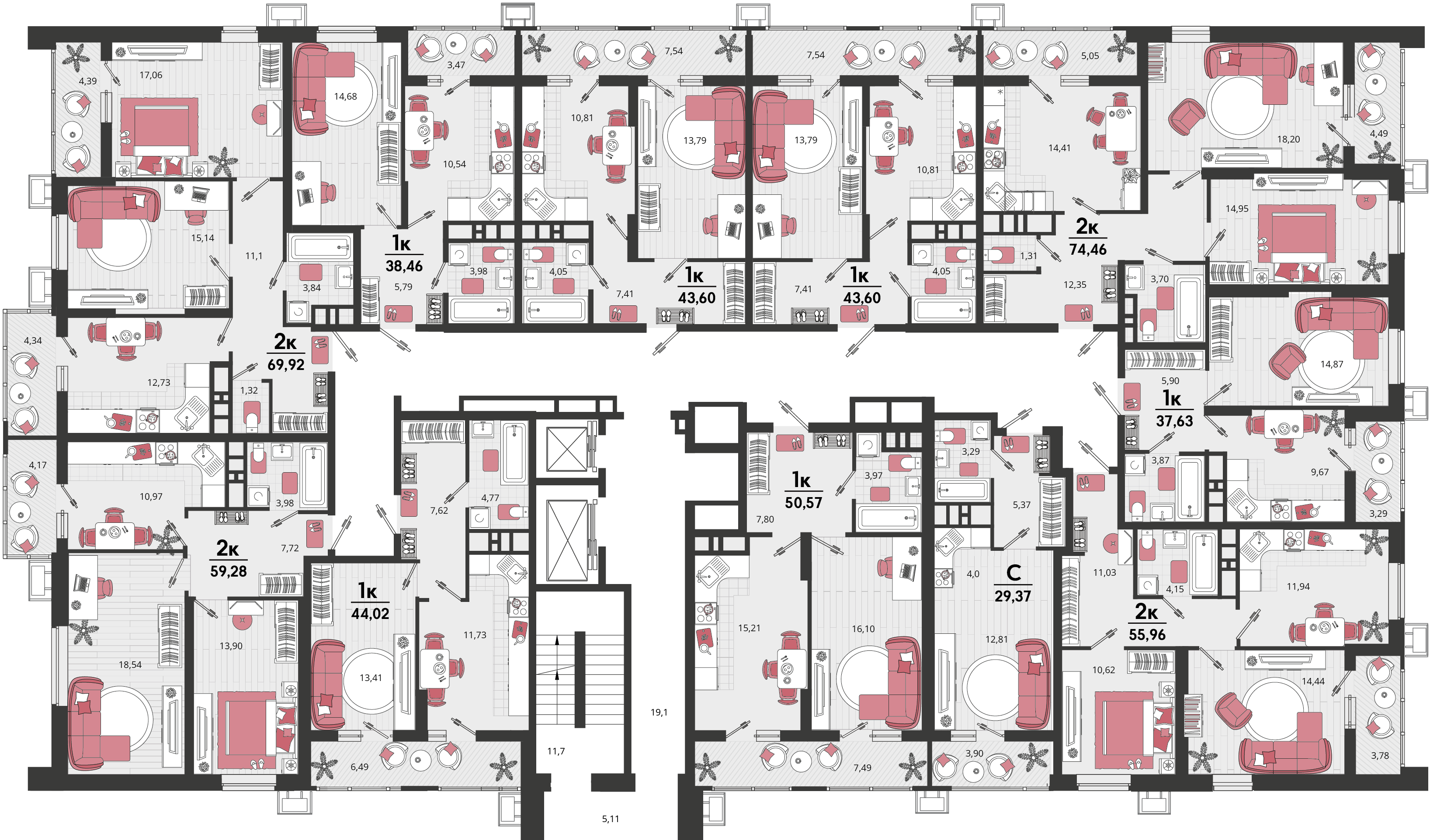 1-комнатная квартира №38 44,62 м2 от застройщика ГК ТОЧНО фото 4