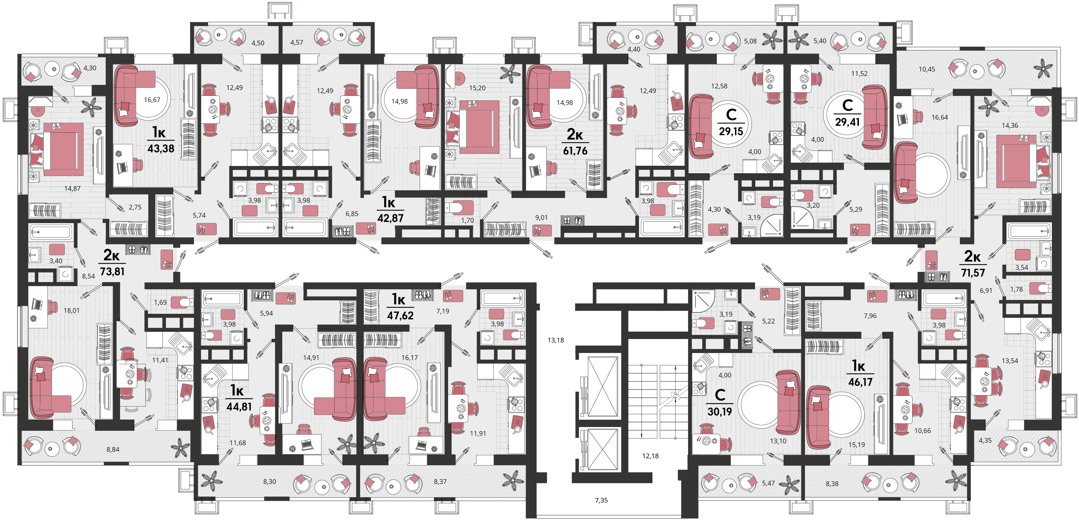 1-комнатная квартира №175 46,17 м2 от застройщика ГК ТОЧНО фото 5