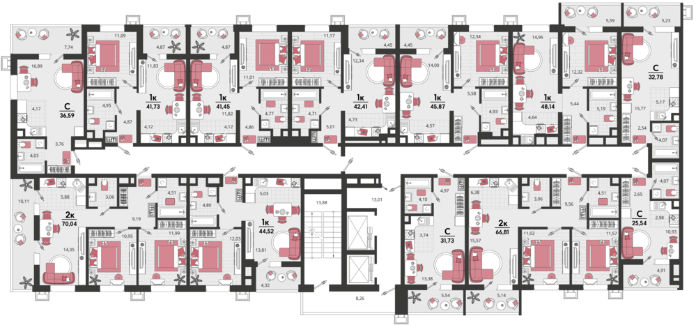 2-комнатная квартира №6 42,41 м2 от застройщика ГК ТОЧНО фото 2