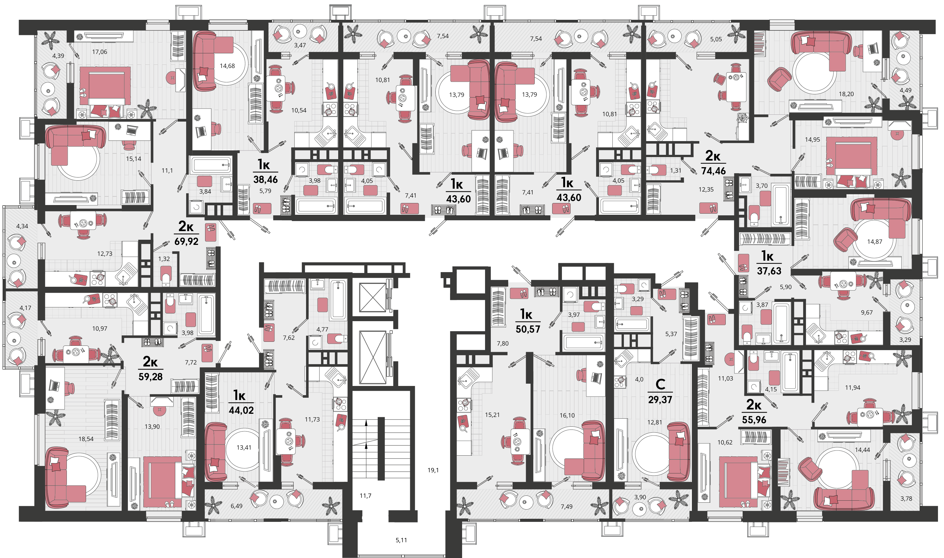 2-комнатная квартира №157 65,56 м2 от застройщика ГК ТОЧНО фото 5
