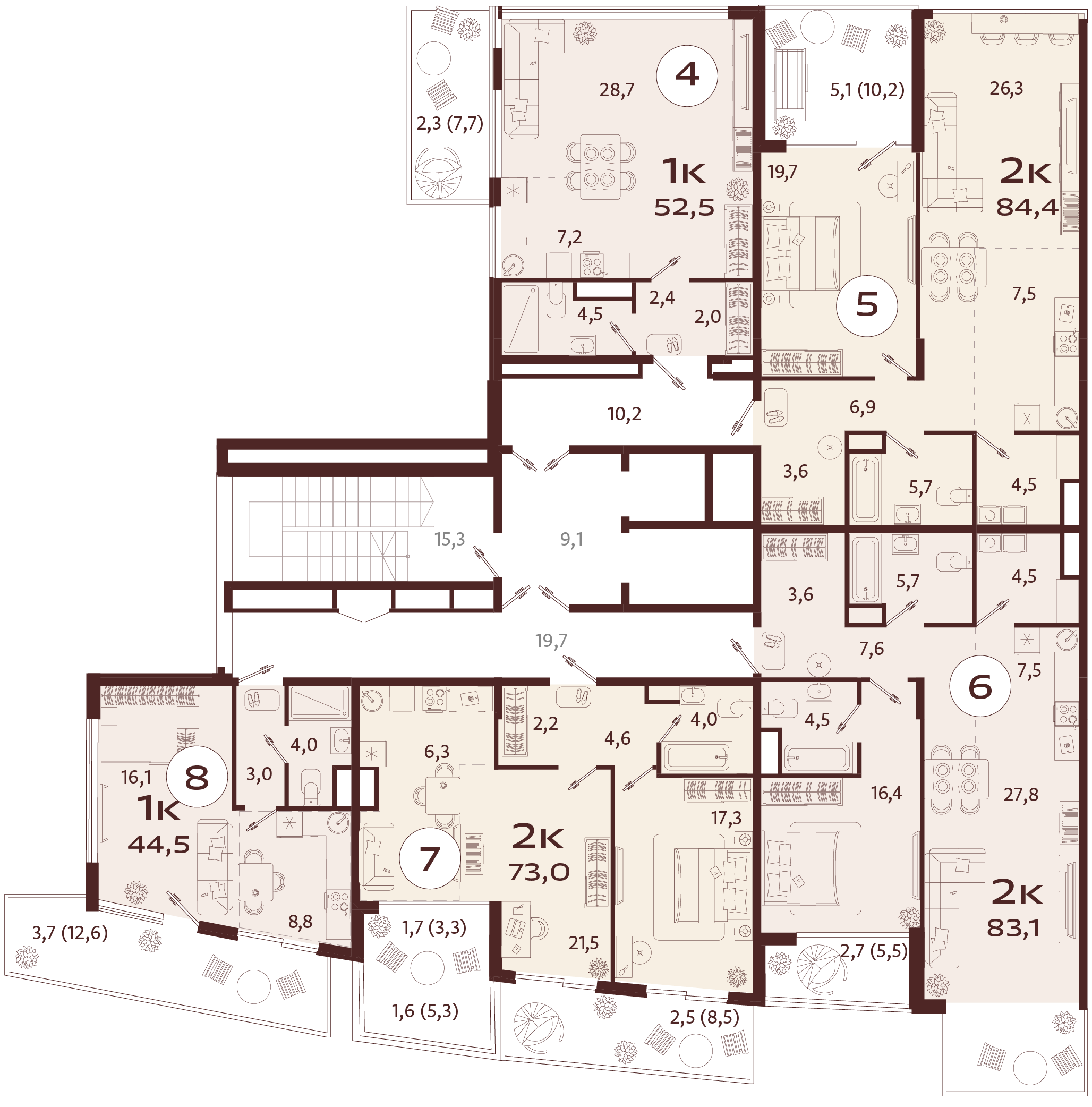 1-комнатная квартира №4 52,5 м2 от застройщика ГК ТОЧНО фото 5