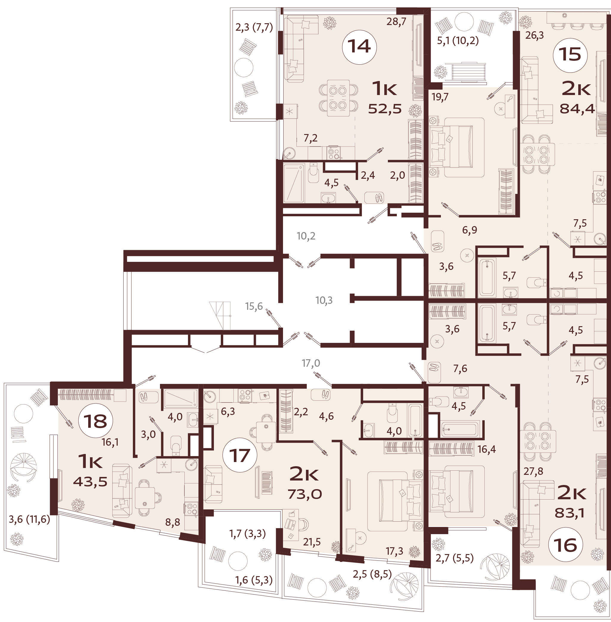 1-комнатная квартира №14 52,5 м2 от застройщика ГК ТОЧНО фото 5