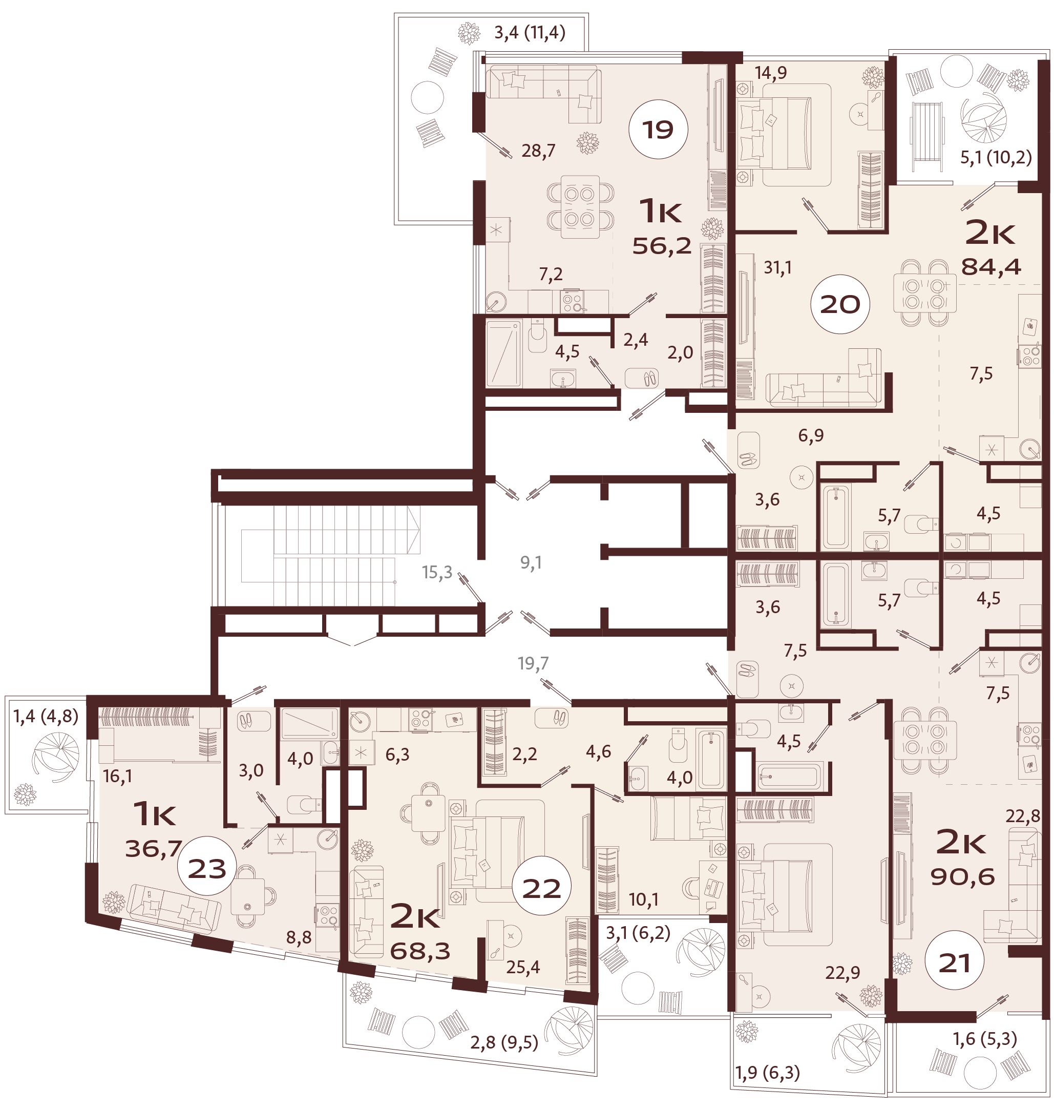 2-комнатная квартира №21 90,6 м2 от застройщика ГК ТОЧНО фото 5