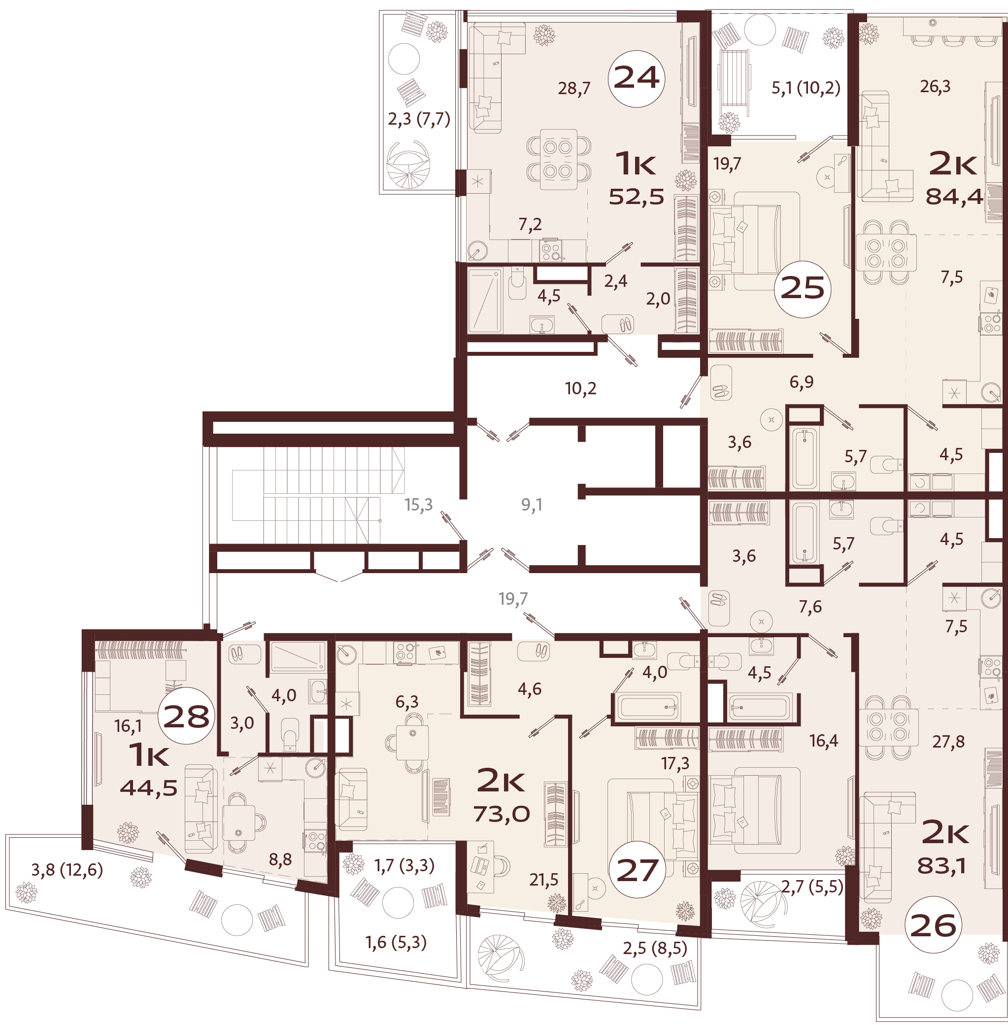 1-комнатная квартира №28 44,5 м2 от застройщика ГК ТОЧНО фото 5
