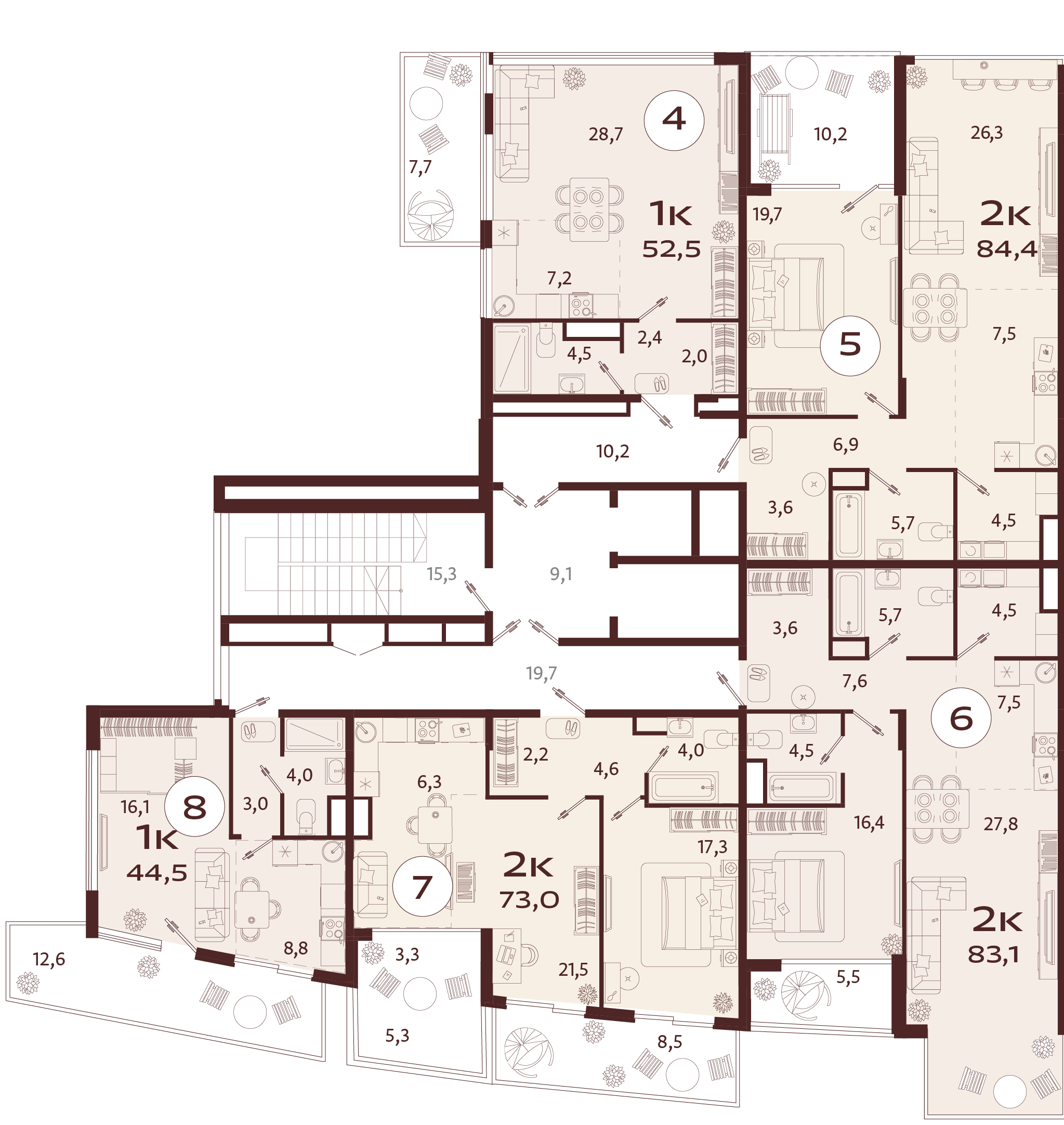 2-комнатная квартира №6 83,1 м2 от застройщика ГК ТОЧНО фото 5