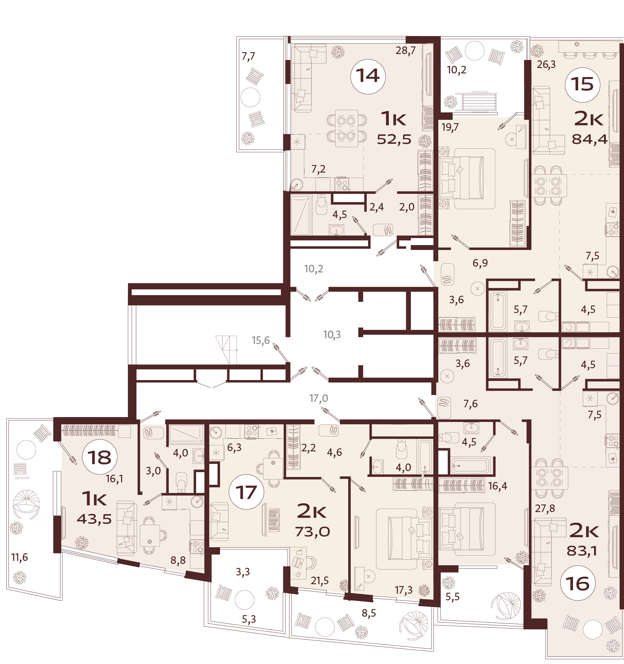 1-комнатная квартира №18 43,5 м2 от застройщика ГК ТОЧНО фото 5