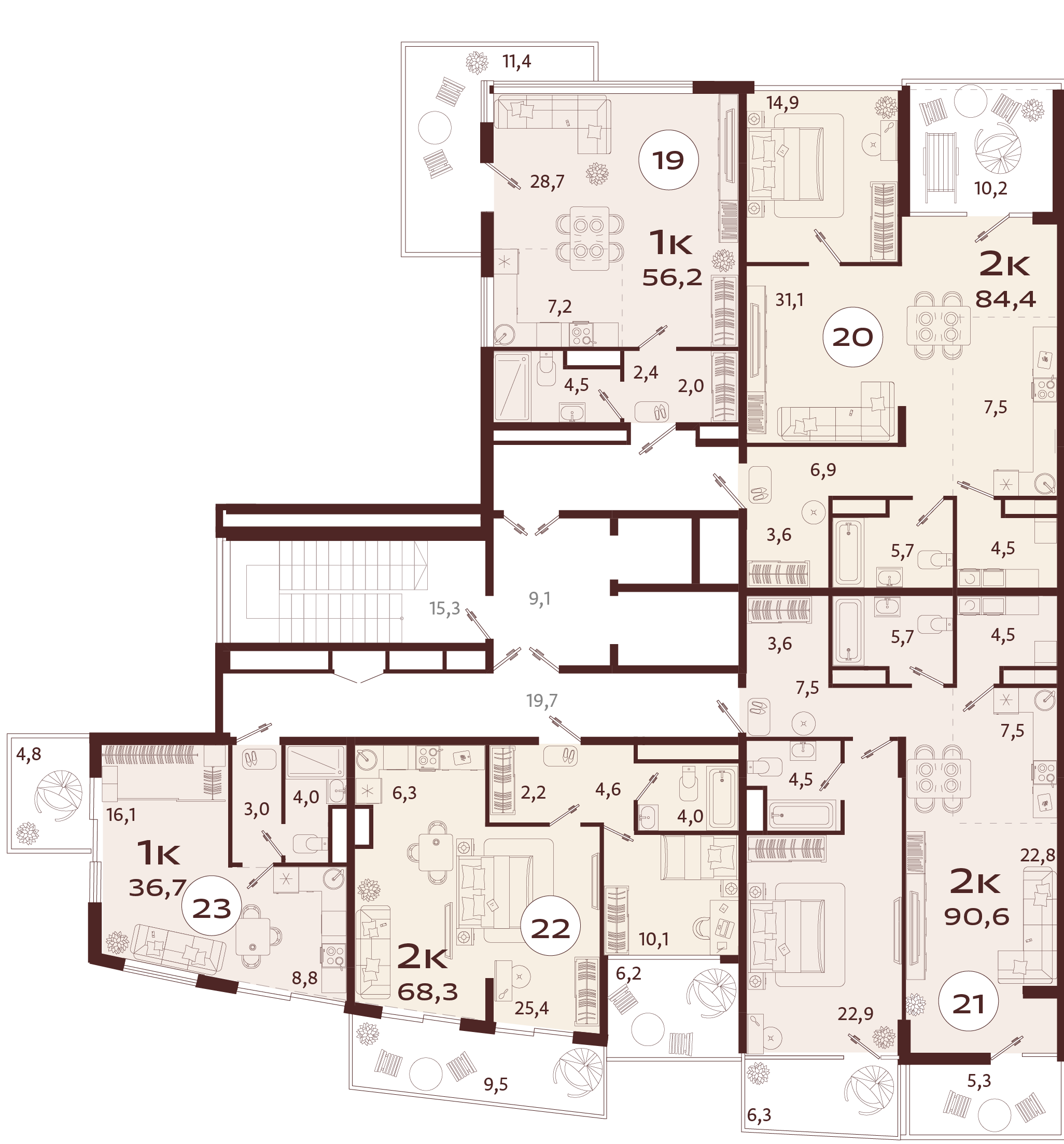 2-комнатная квартира №22 68,3 м2 от застройщика ГК ТОЧНО фото 5
