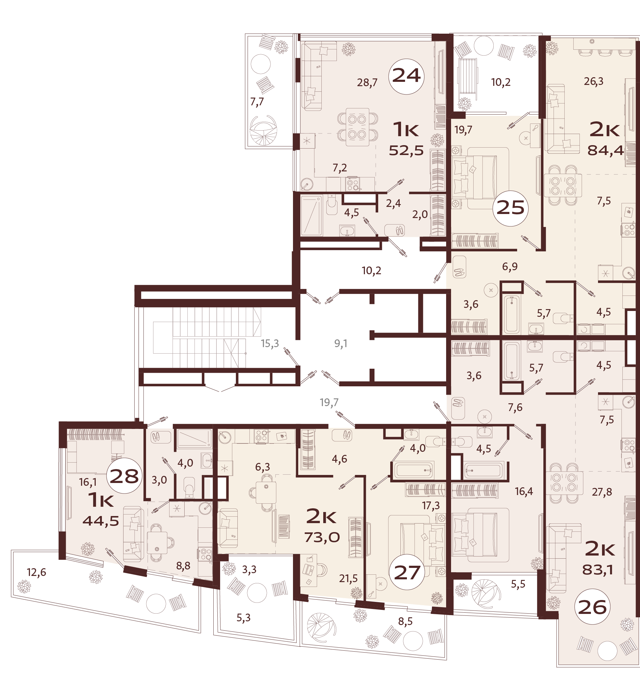 2-комнатная квартира №25 84,4 м2 от застройщика ГК ТОЧНО фото 5