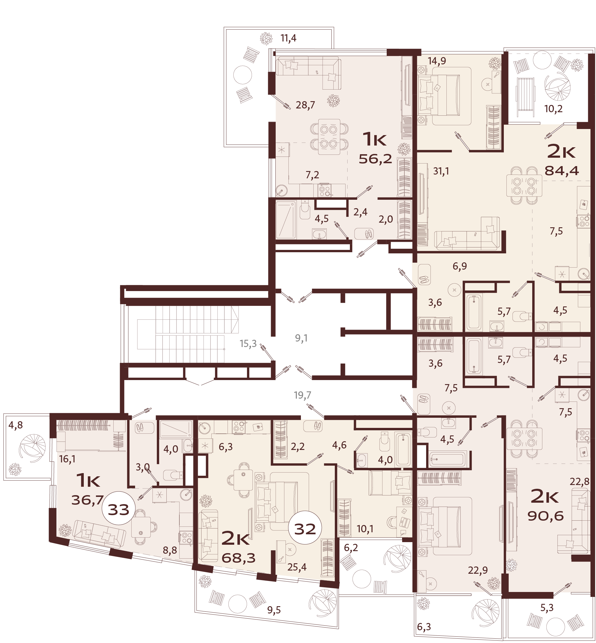 1-комнатная квартира №33 36,7 м2 от застройщика ГК ТОЧНО фото 5