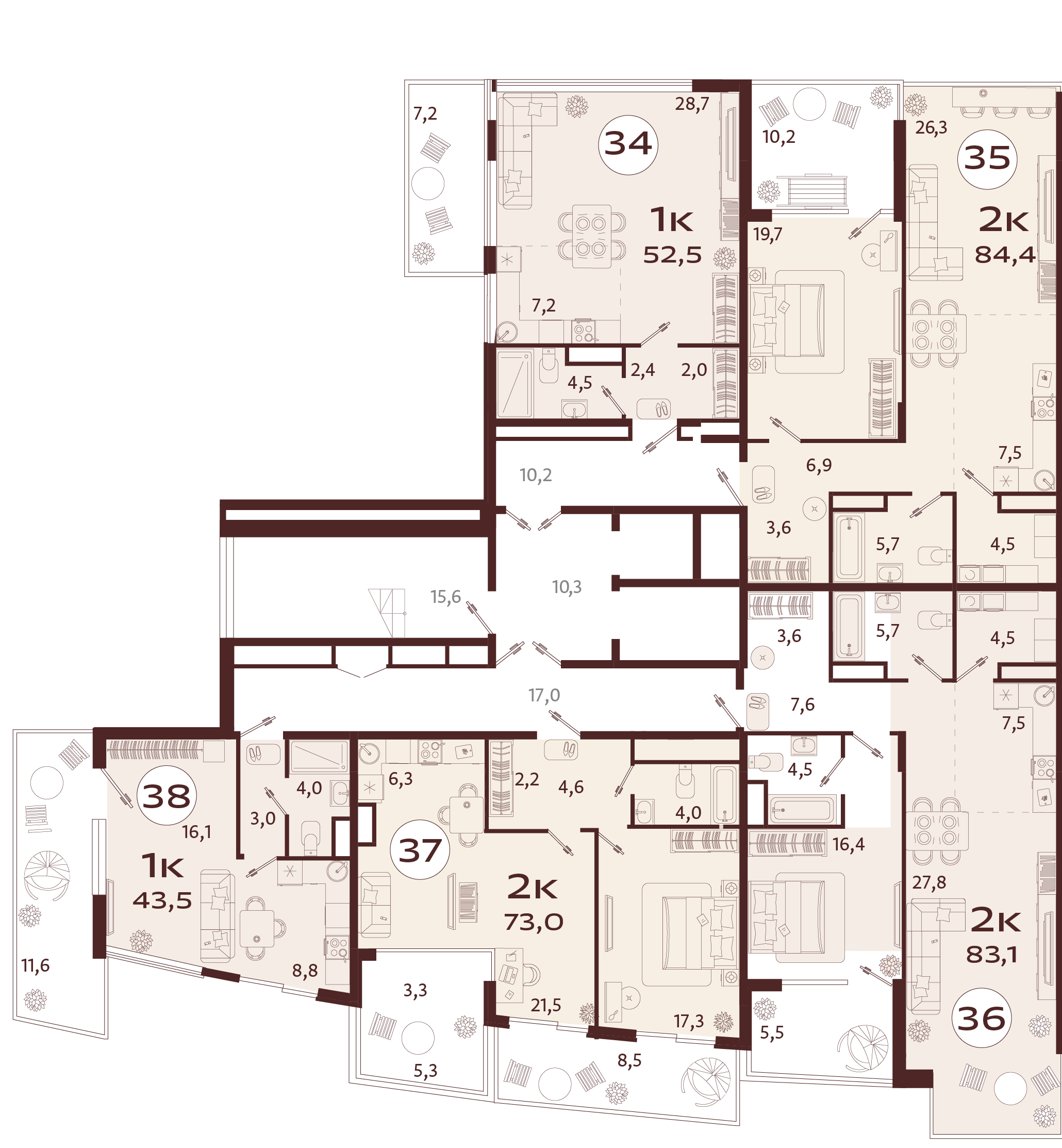 1-комнатная квартира №34 52,5 м2 от застройщика ГК ТОЧНО фото 5