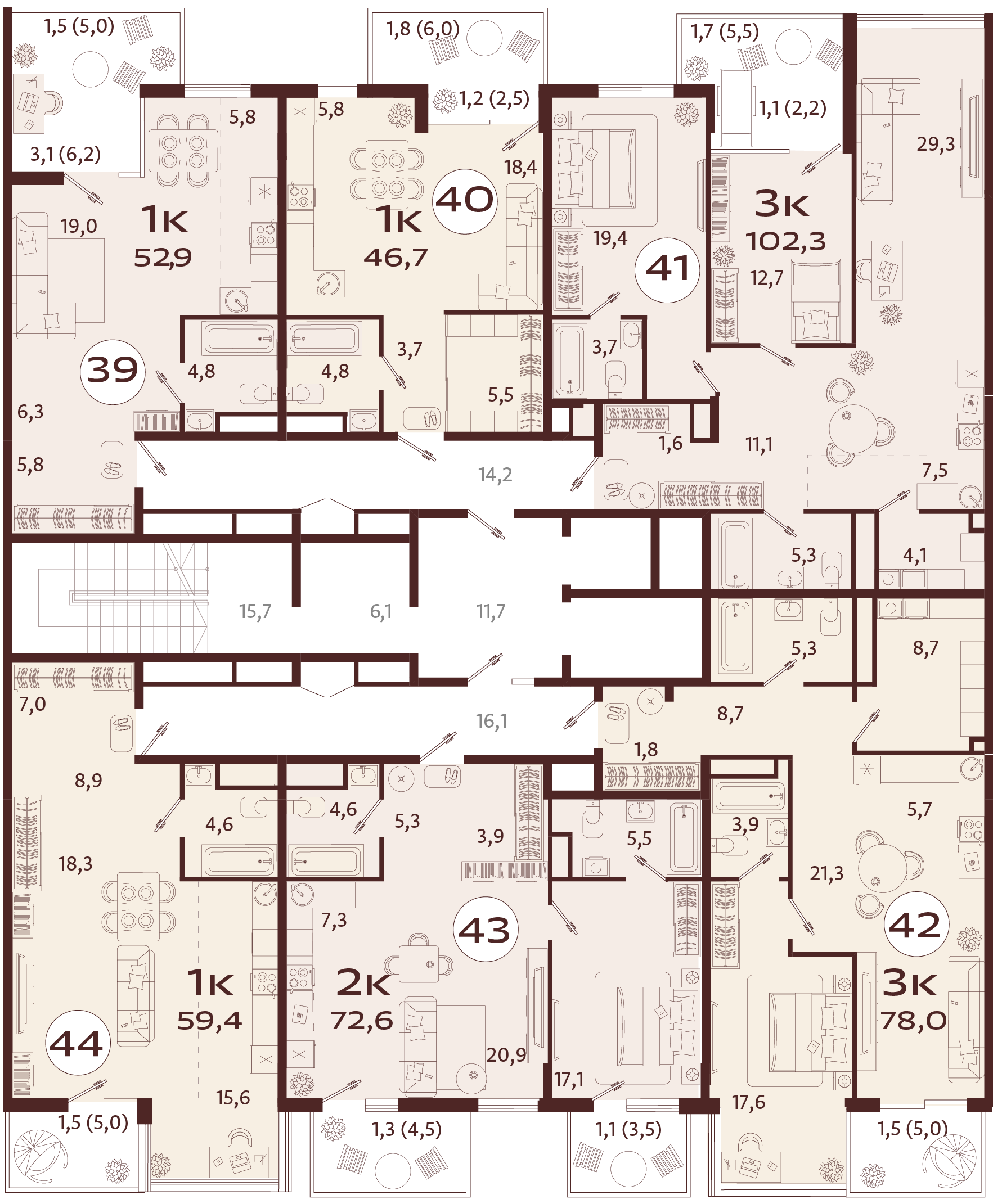 1-комнатная квартира №39 52,9 м2 от застройщика ГК ТОЧНО фото 5