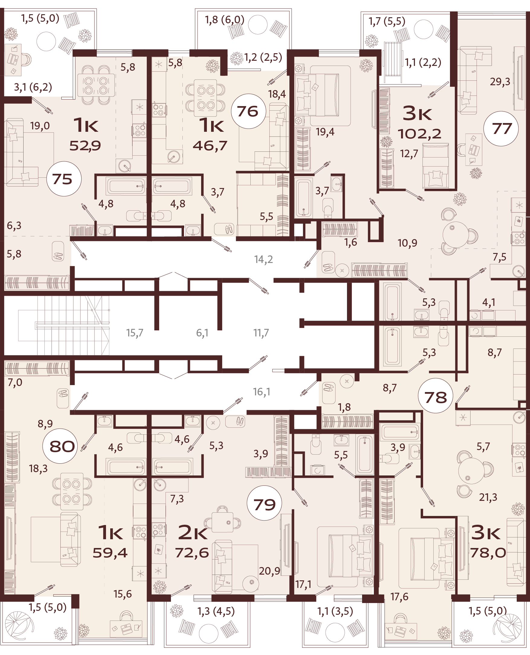 2-комнатная квартира №78 78 м2 от застройщика ГК ТОЧНО фото 5