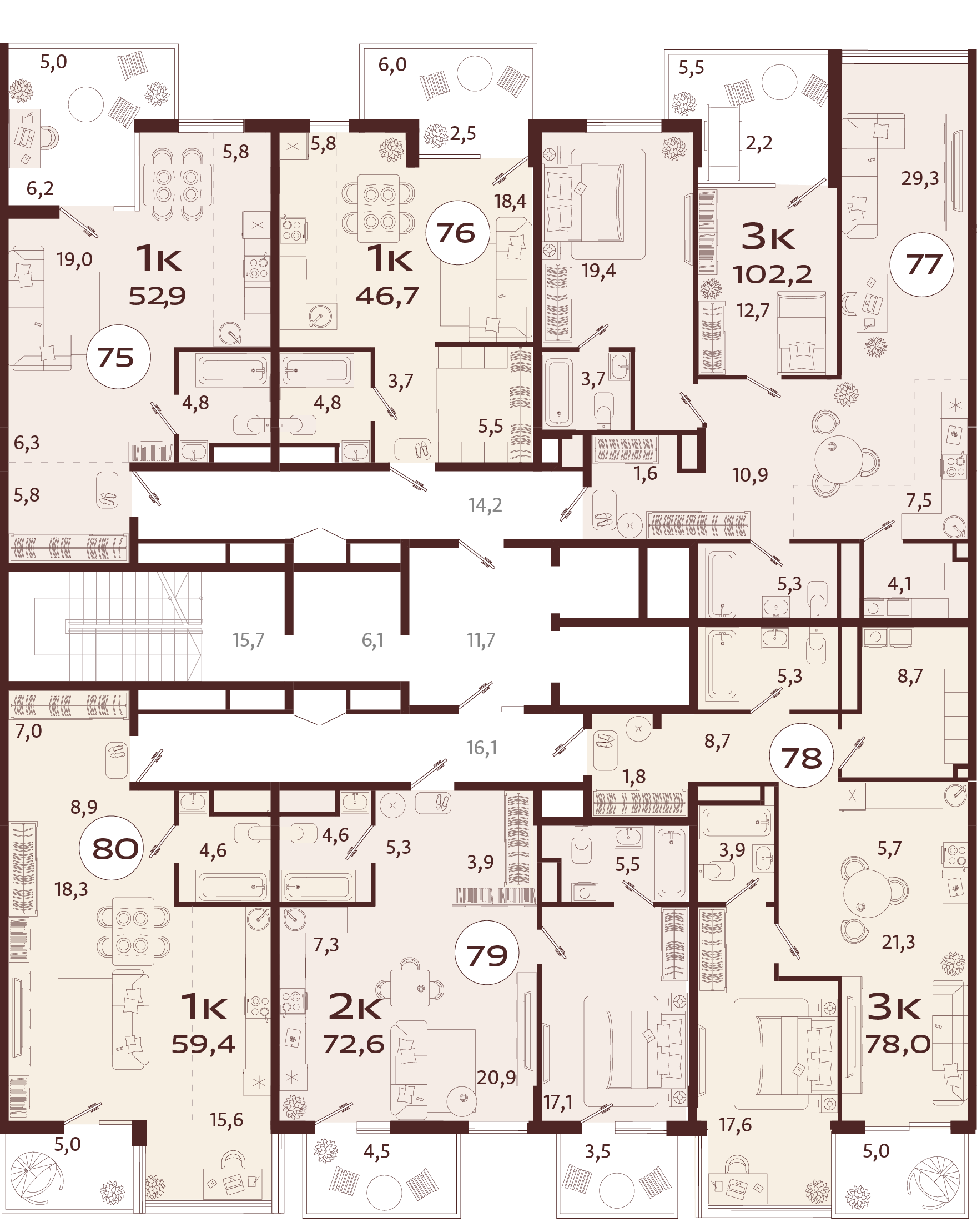 2-комнатная квартира №79 72,6 м2 от застройщика ГК ТОЧНО фото 5