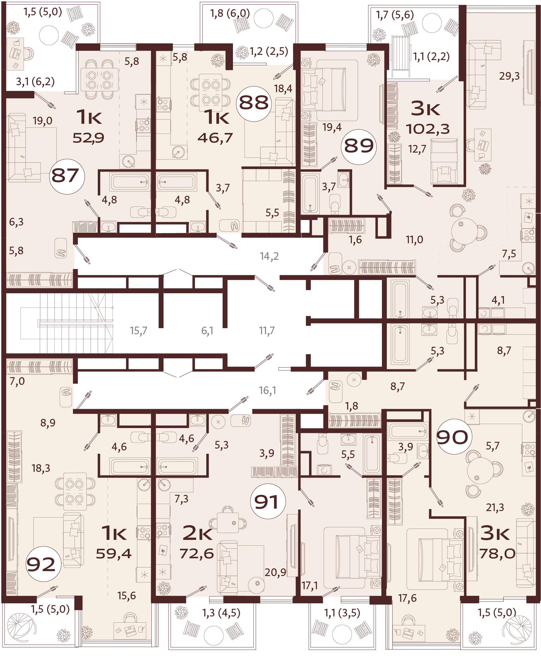 3-комнатная квартира №89 102,3 м2 от застройщика ГК ТОЧНО фото 5