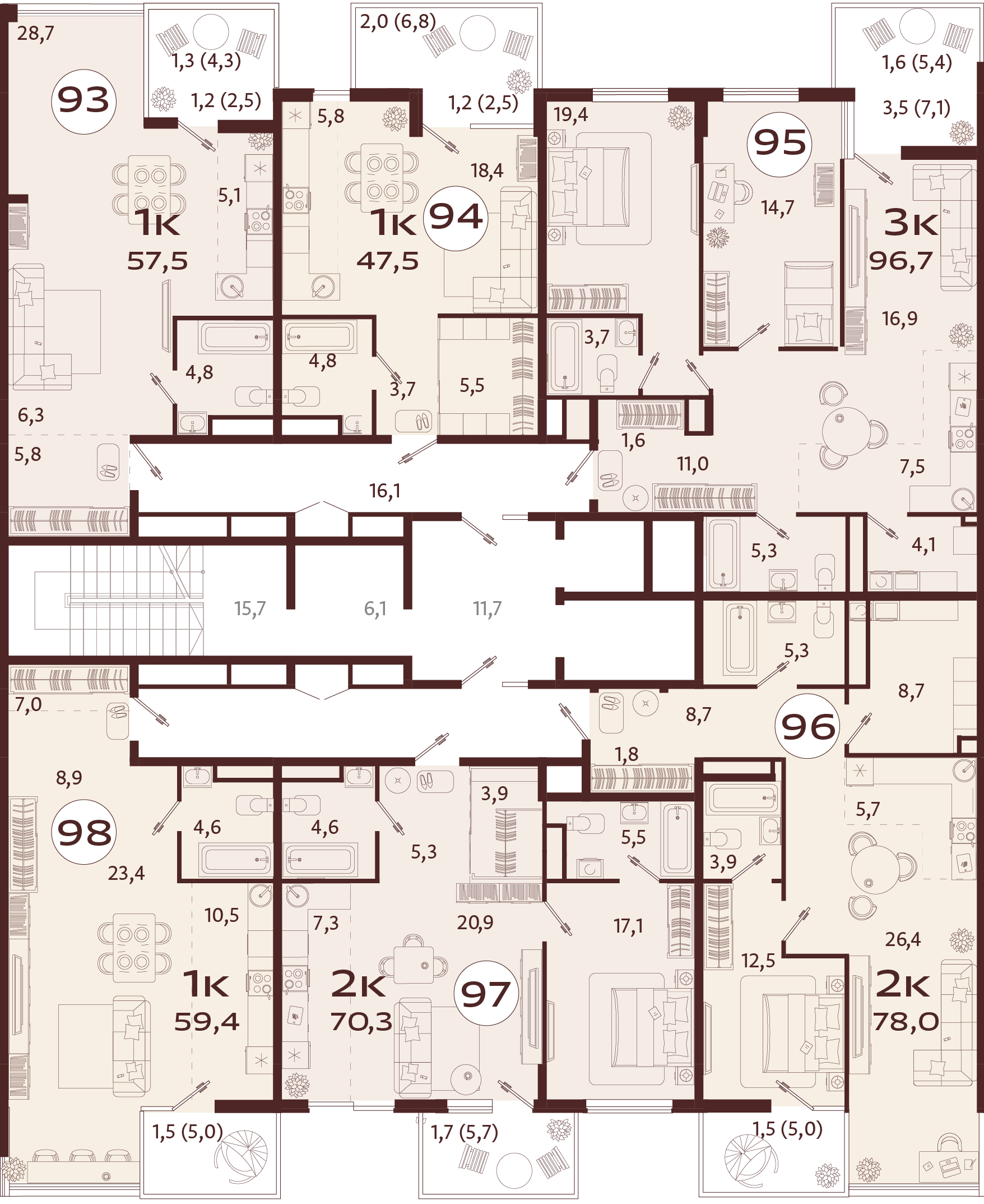 1-комнатная квартира №98 59,4 м2 от застройщика ГК ТОЧНО фото 5