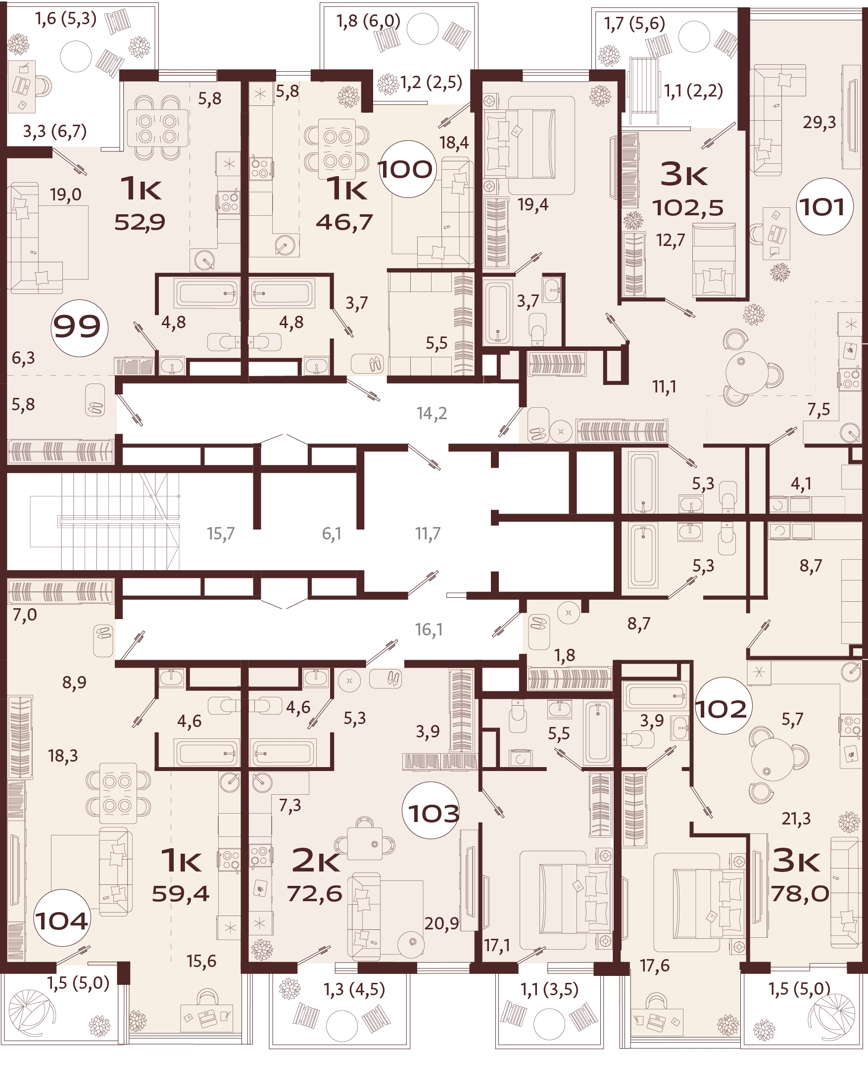 2-комнатная квартира №103 72,6 м2 от застройщика ГК ТОЧНО фото 5