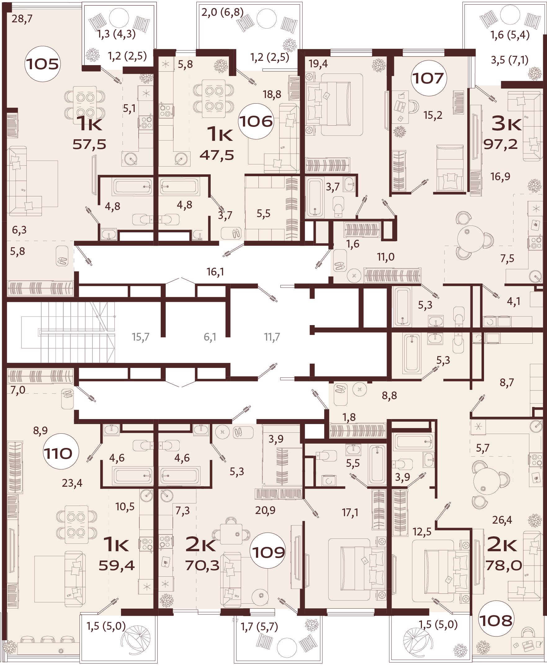 1-комнатная квартира №106 47,5 м2 от застройщика ГК ТОЧНО фото 5