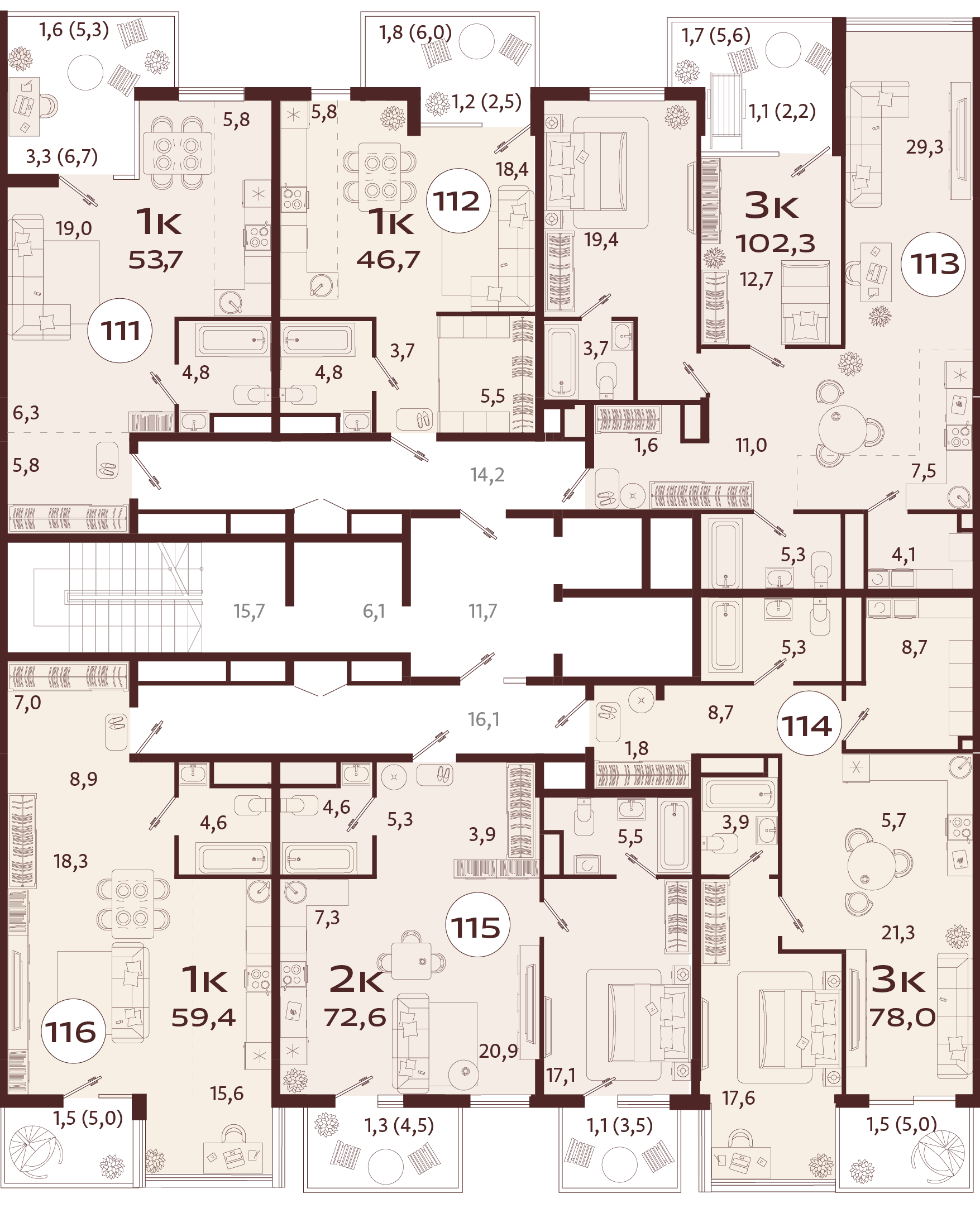 1-комнатная квартира №111 52,9 м2 от застройщика ГК ТОЧНО фото 5