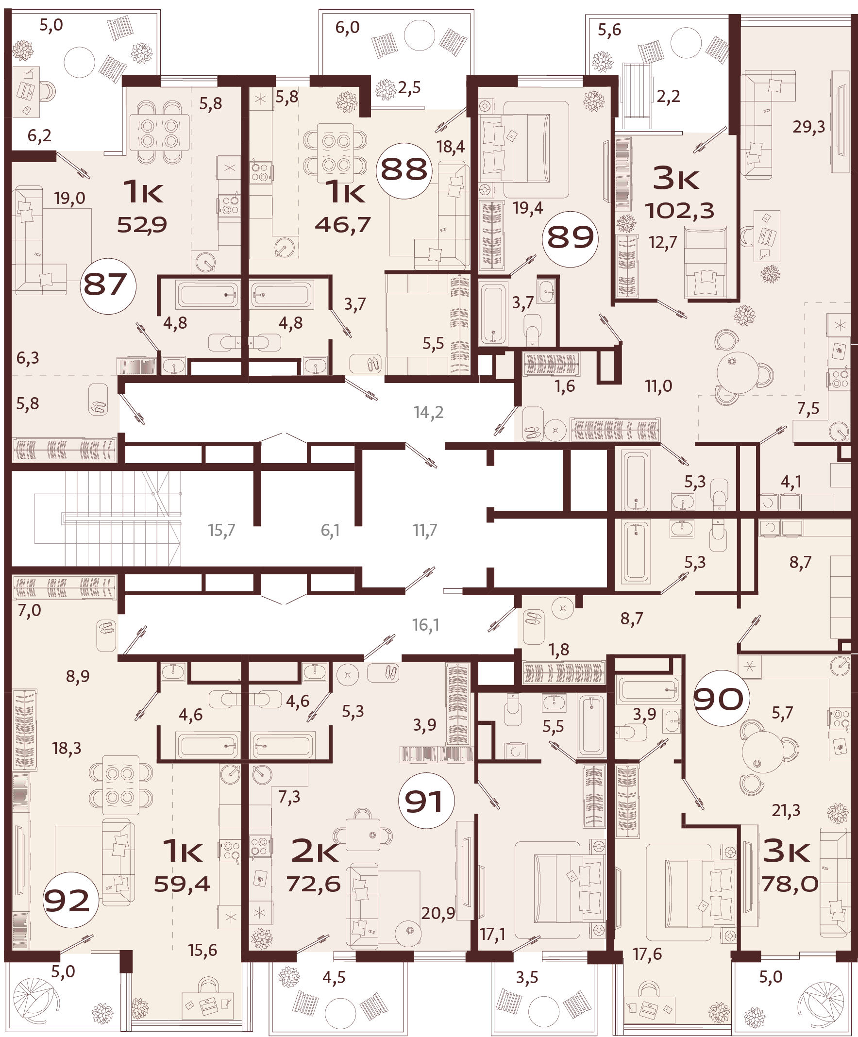 1-комнатная квартира №92 59,4 м2 от застройщика ГК ТОЧНО фото 5