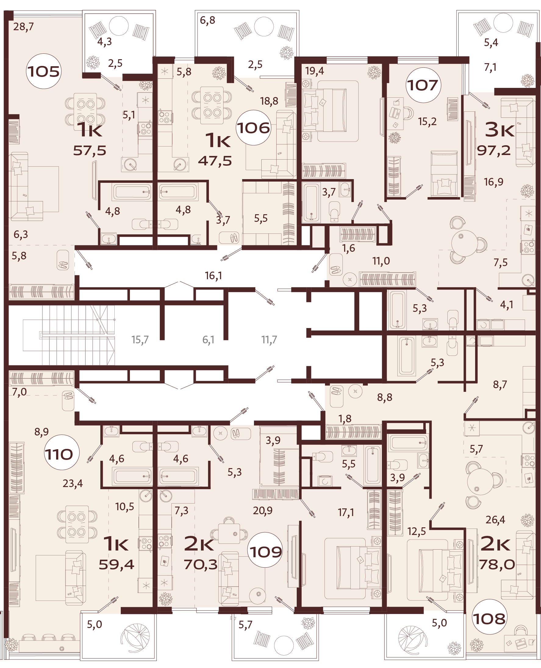 1-комнатная квартира №106 47,5 м2 от застройщика ГК ТОЧНО фото 5