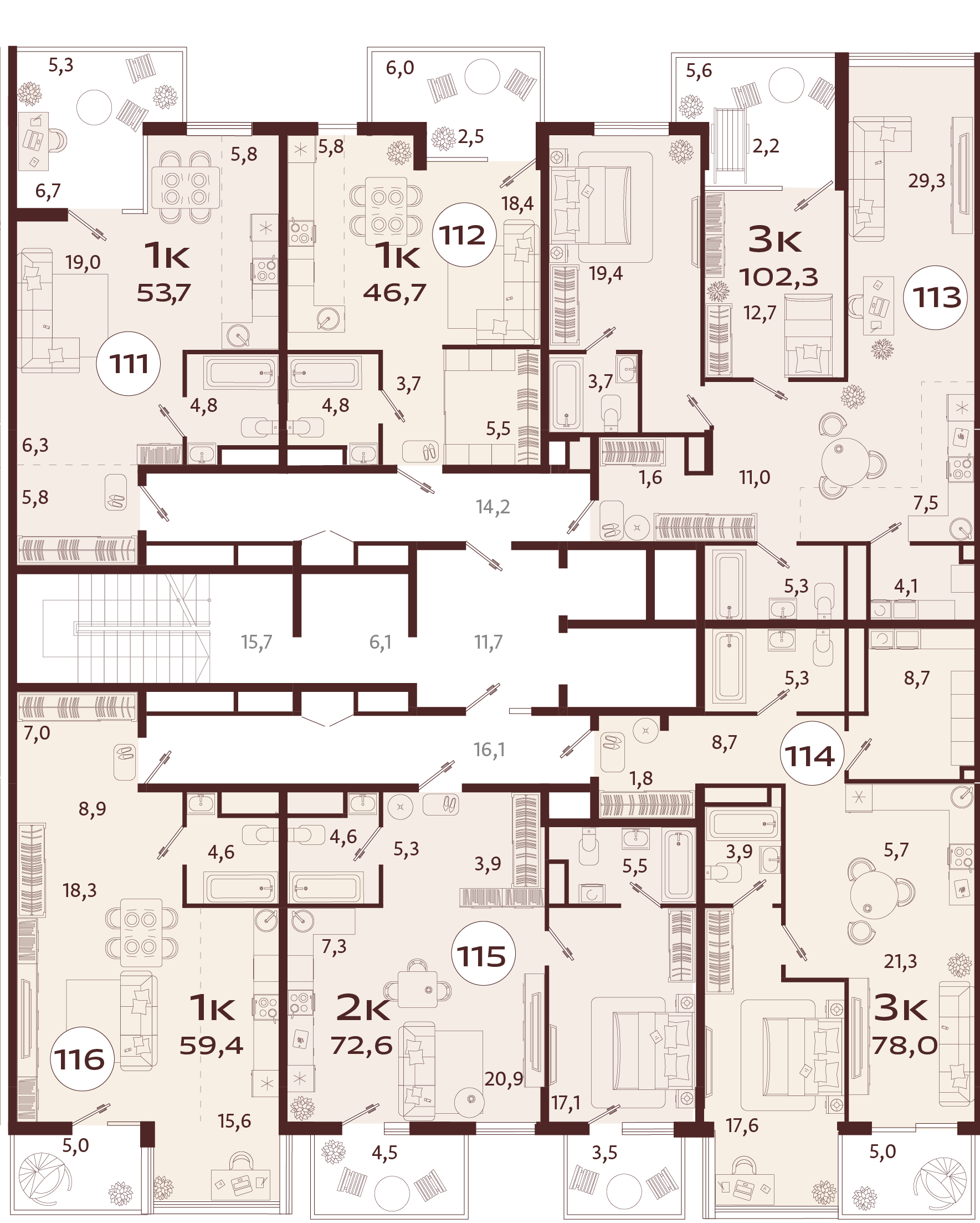 2-комнатная квартира №114 78 м2 от застройщика ГК ТОЧНО фото 5