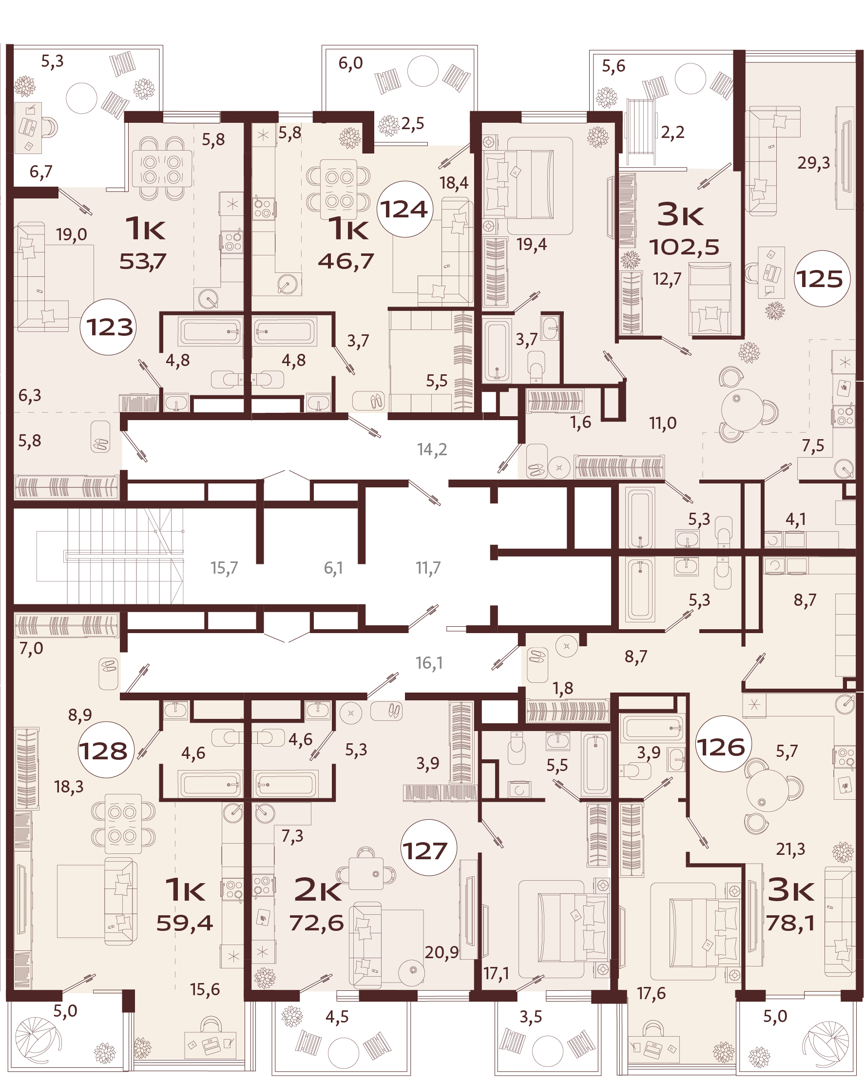 1-комнатная квартира №128 59,4 м2 от застройщика ГК ТОЧНО фото 5