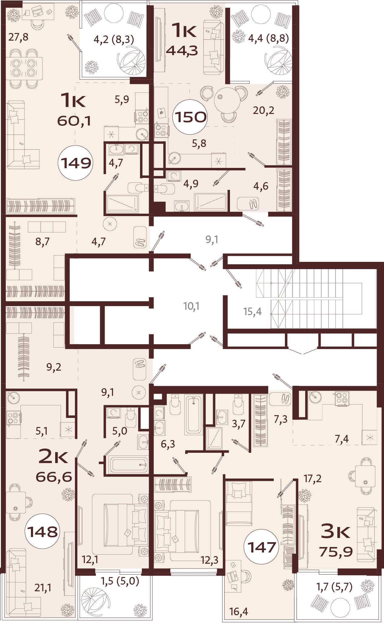 2-комнатная квартира №148 66,6 м2 от застройщика ГК ТОЧНО фото 5