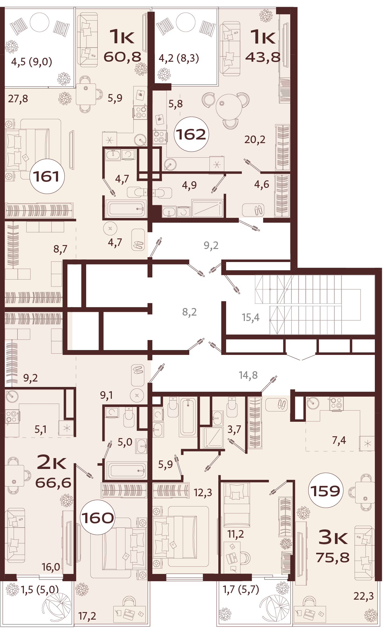 2-комнатная квартира №160 66,6 м2 от застройщика ГК ТОЧНО фото 5