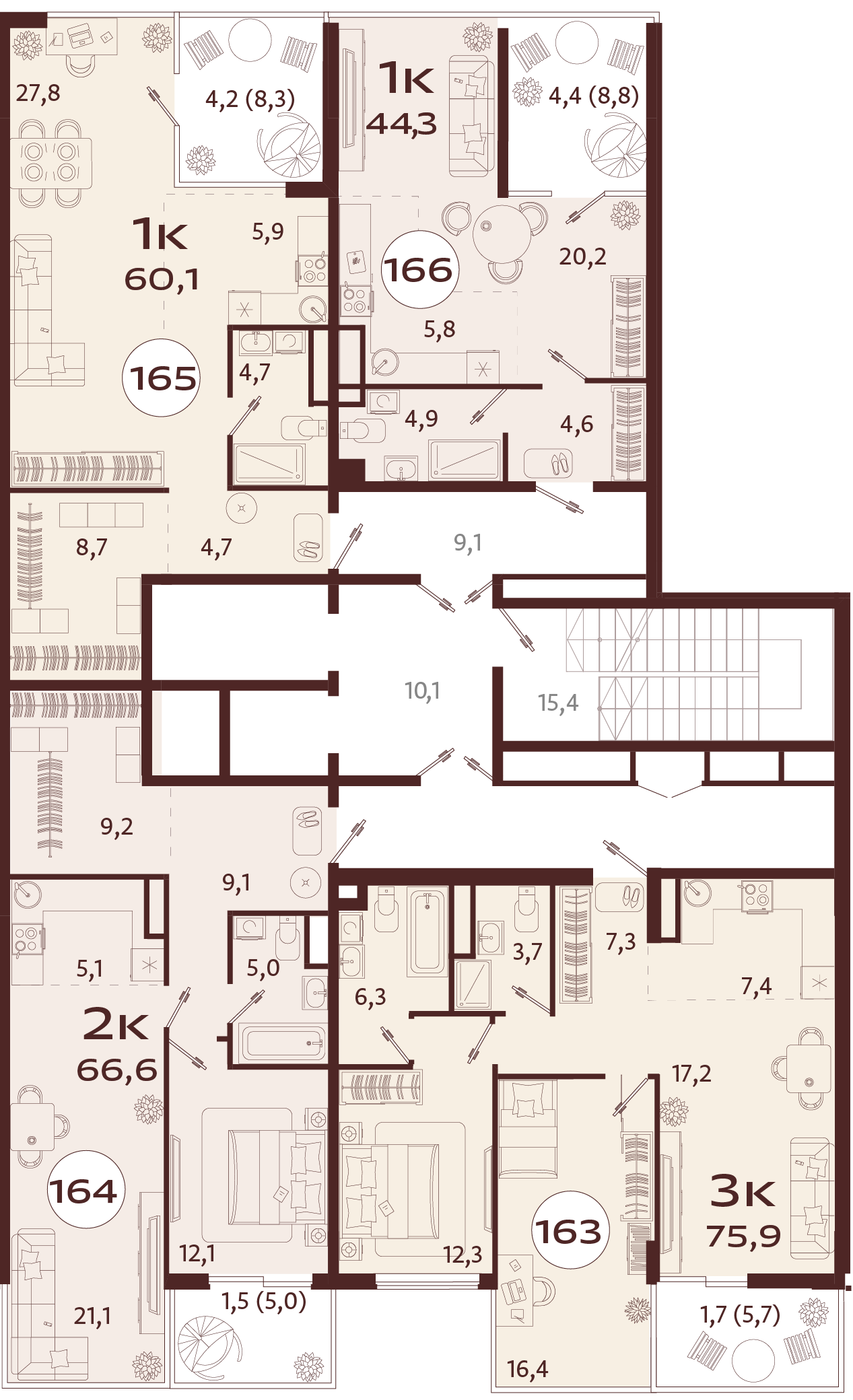 2-комнатная квартира №164 66,6 м2 от застройщика ГК ТОЧНО фото 5