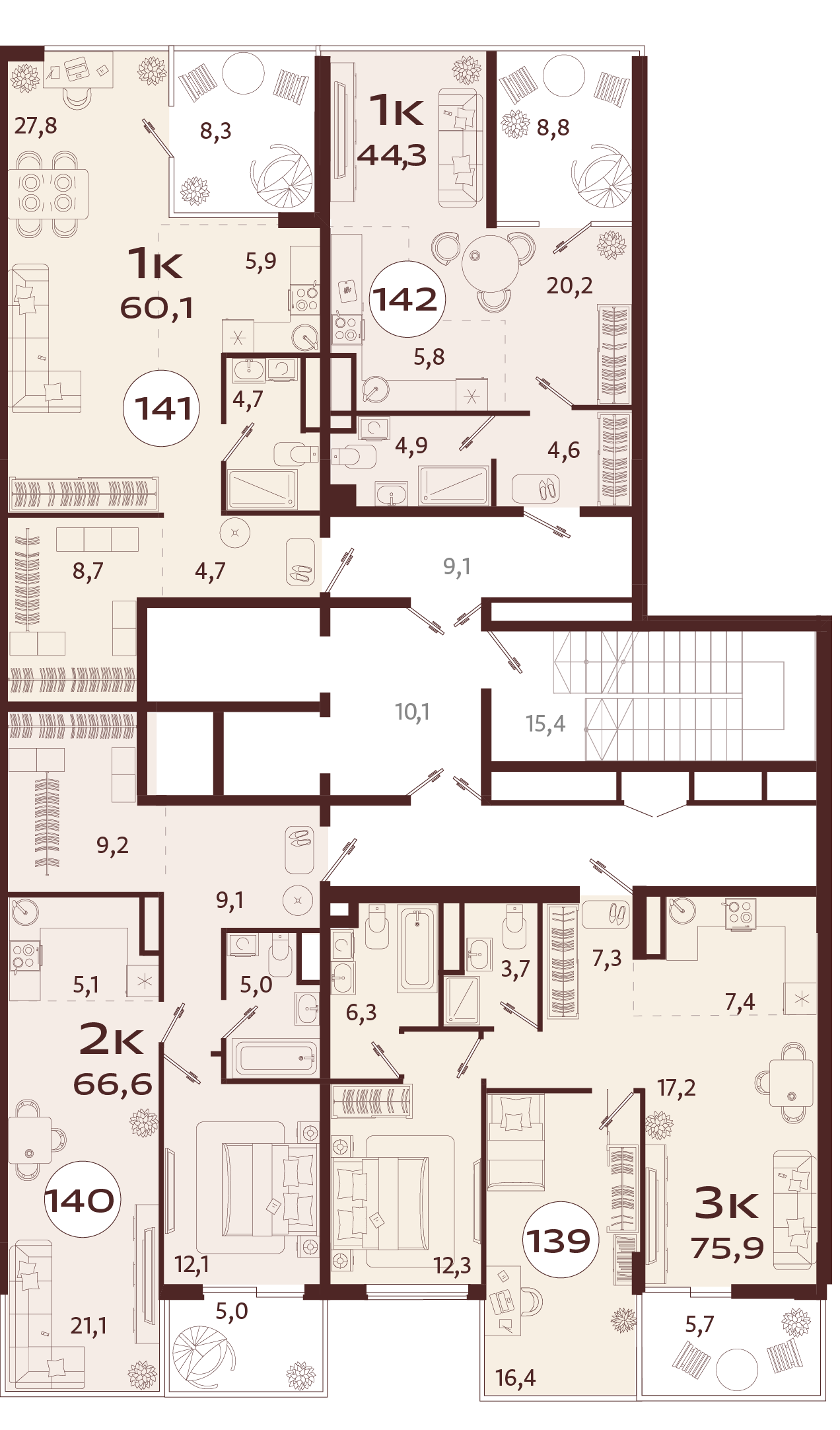 3-комнатная квартира №139 75,9 м2 от застройщика ГК ТОЧНО фото 5