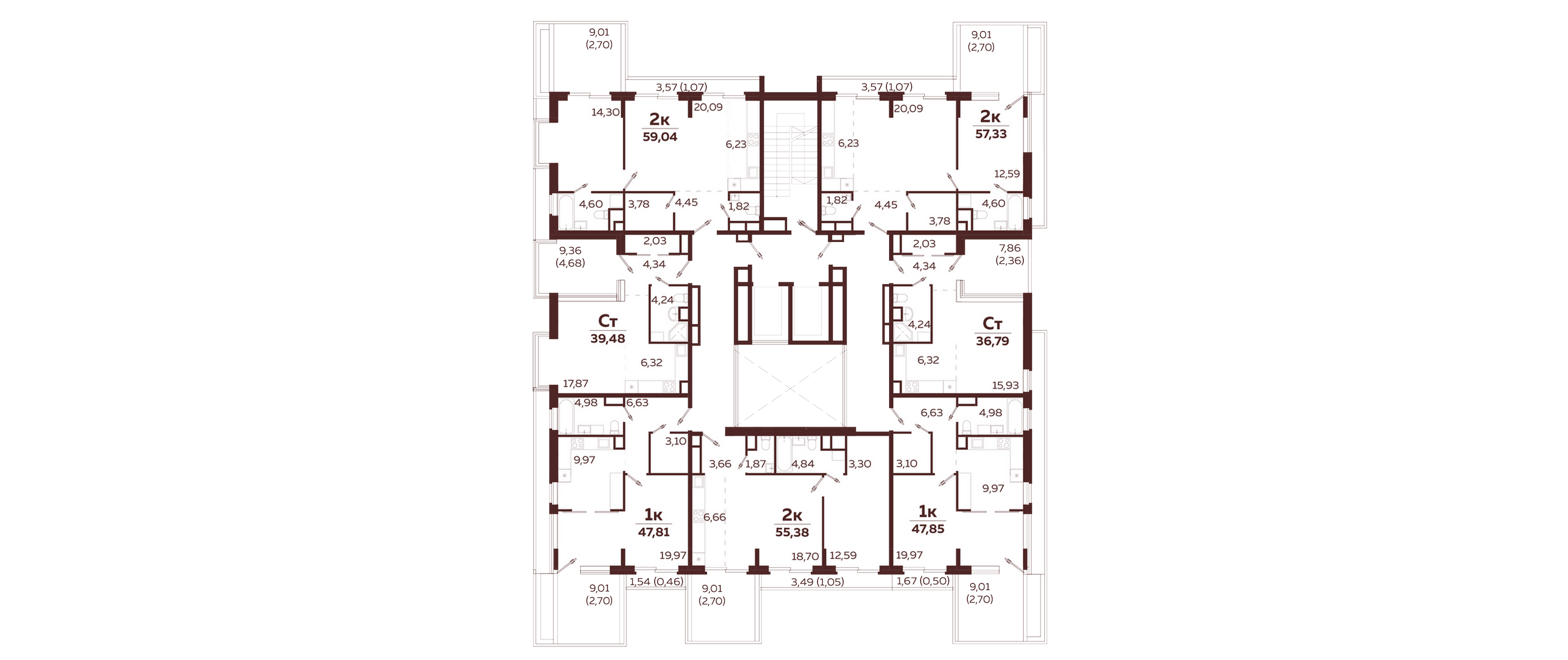 1-комнатная квартира №35 48 м2 от застройщика ГК ТОЧНО фото 5