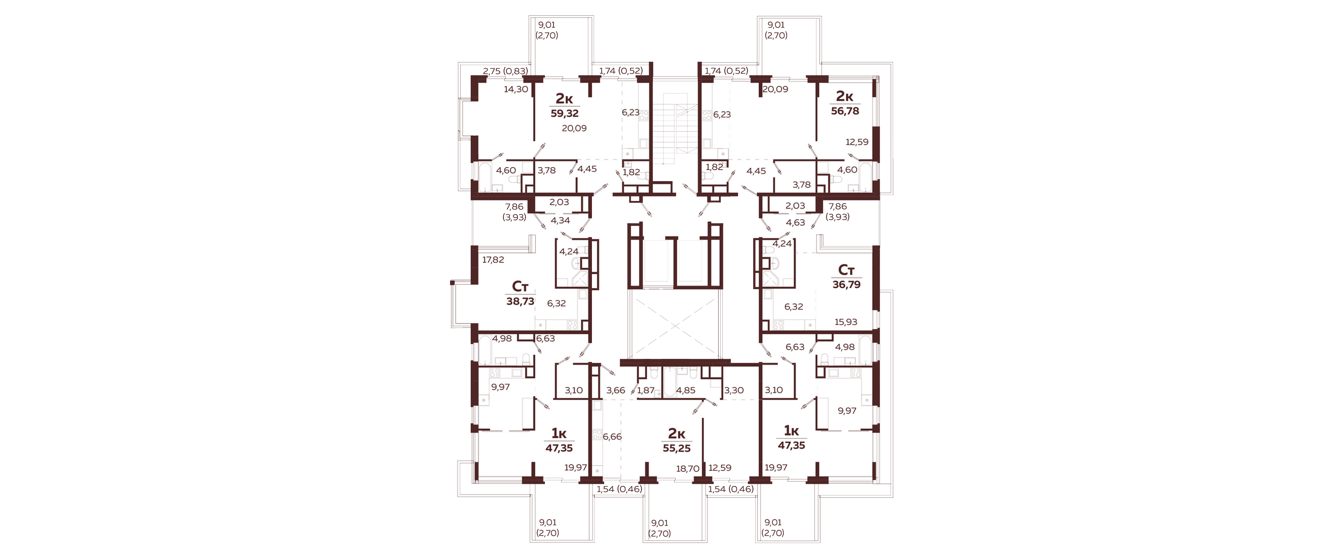 1-комнатная квартира №42 48 м2 от застройщика ГК ТОЧНО фото 5