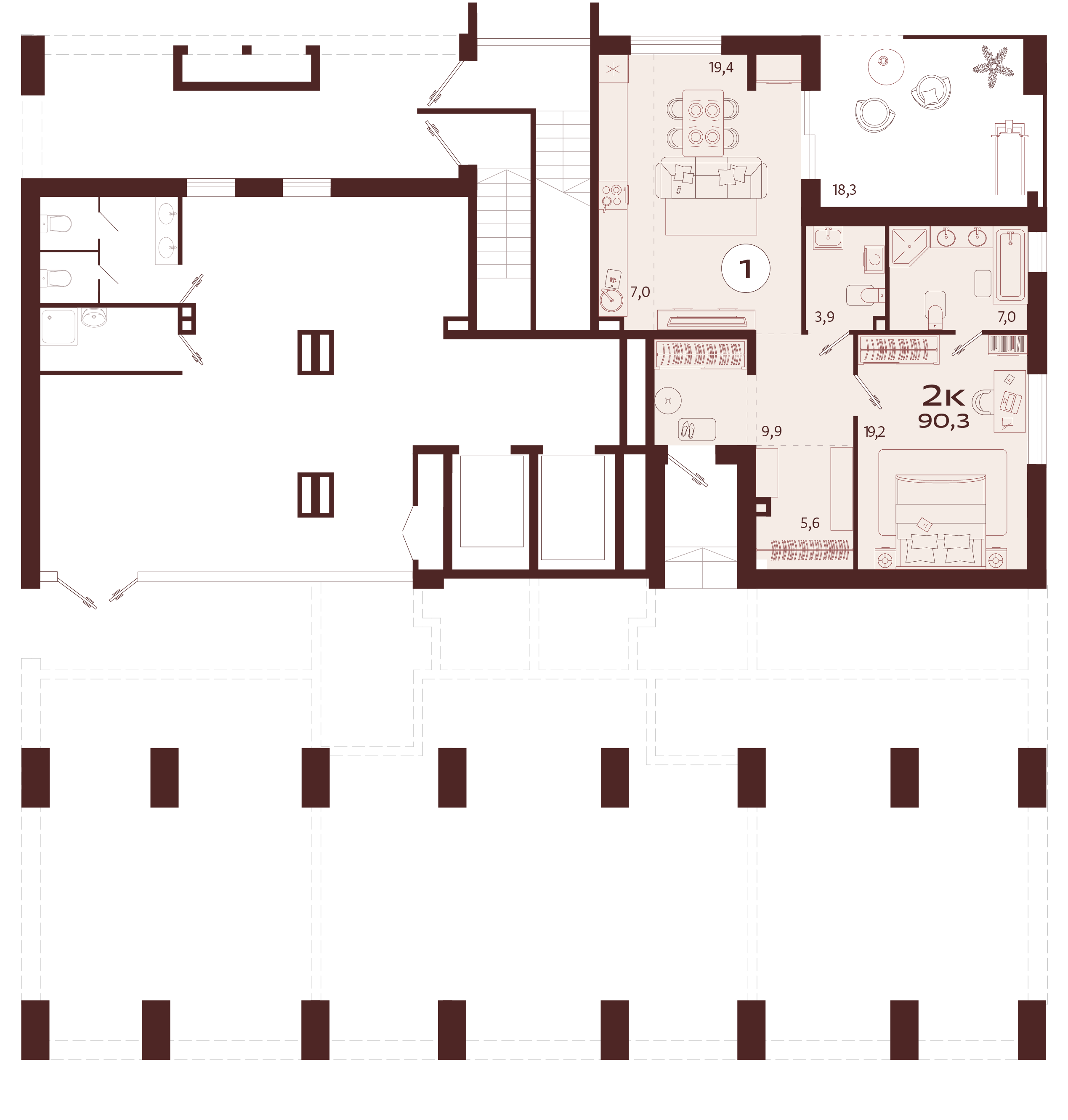 2-комнатная квартира №1 90,3 м2 от застройщика ГК ТОЧНО фото 5