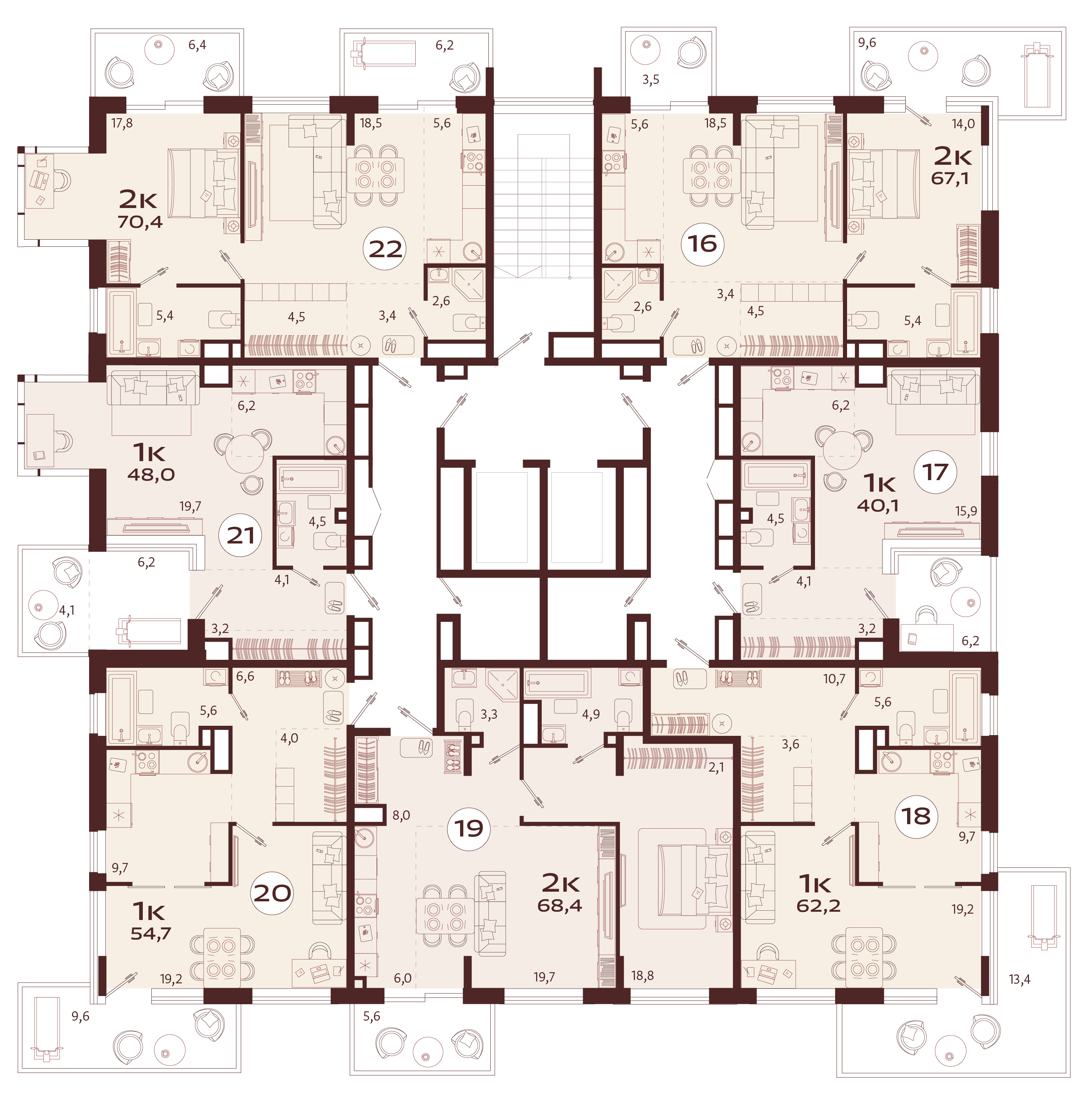 1-комнатная квартира №21 48 м2 от застройщика ГК ТОЧНО фото 5