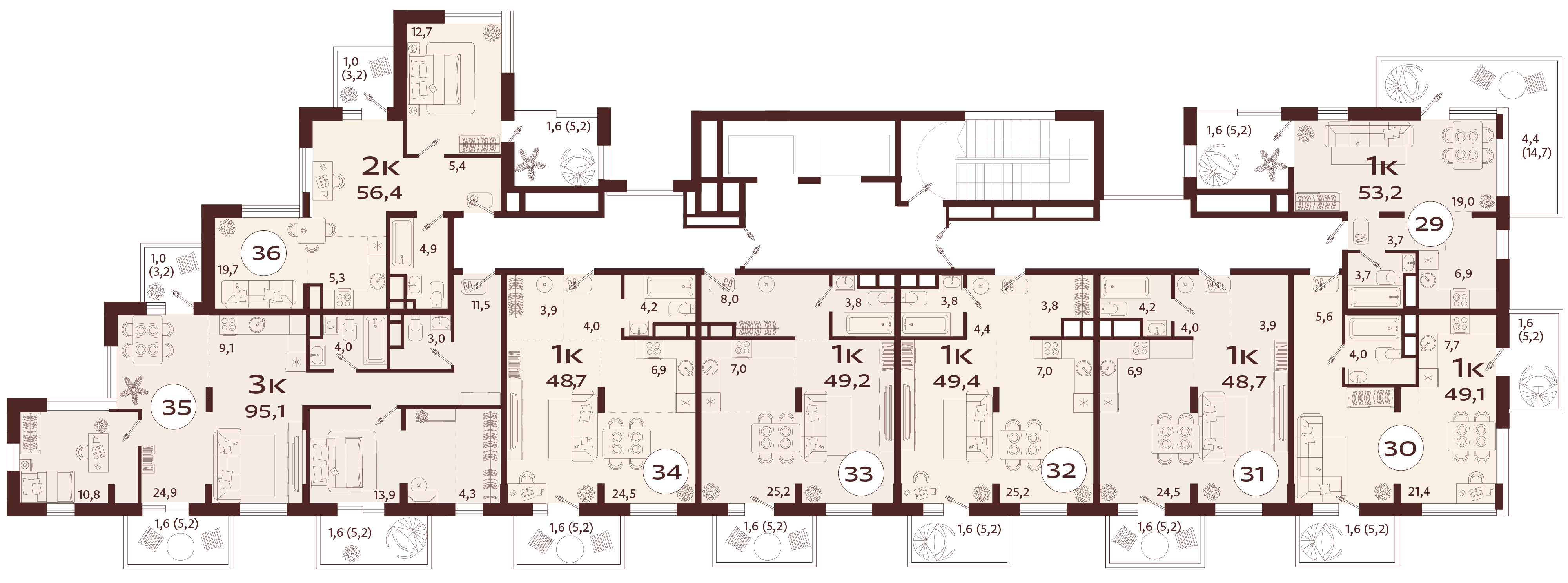 1-комнатная квартира №31 48,7 м2 от застройщика ГК ТОЧНО фото 5