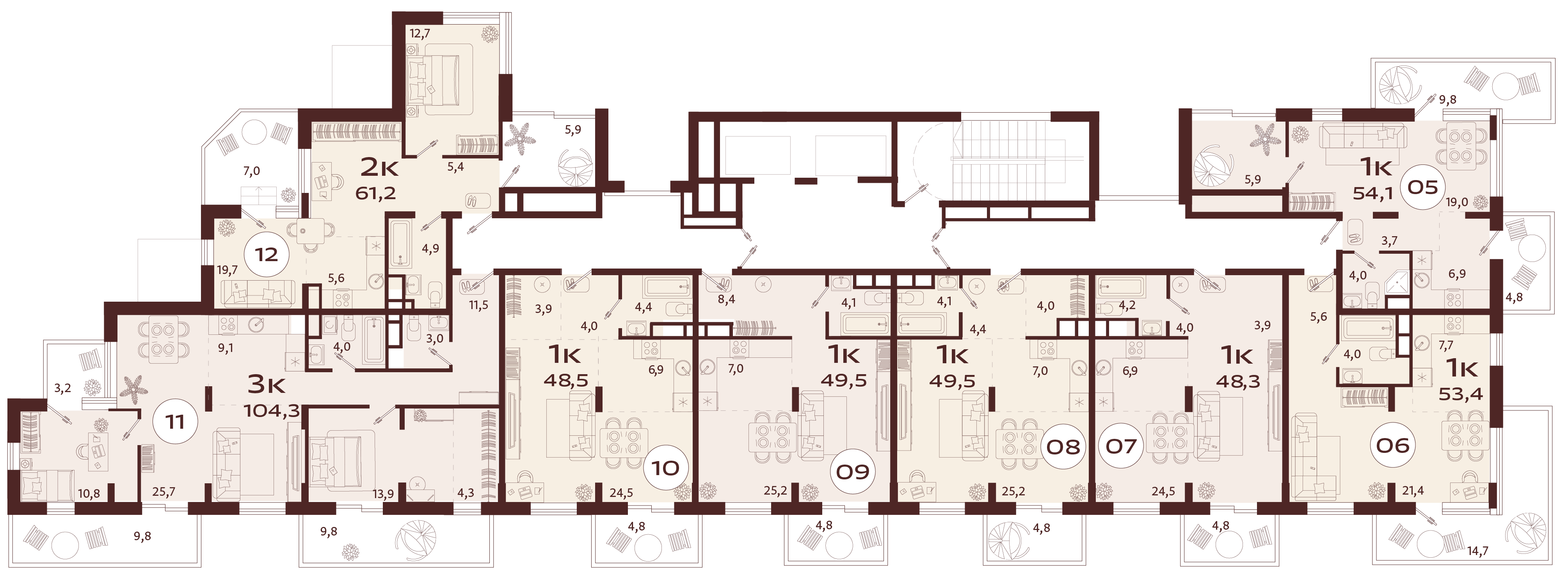 1-комнатная квартира №5 54,1 м2 от застройщика ГК ТОЧНО фото 5