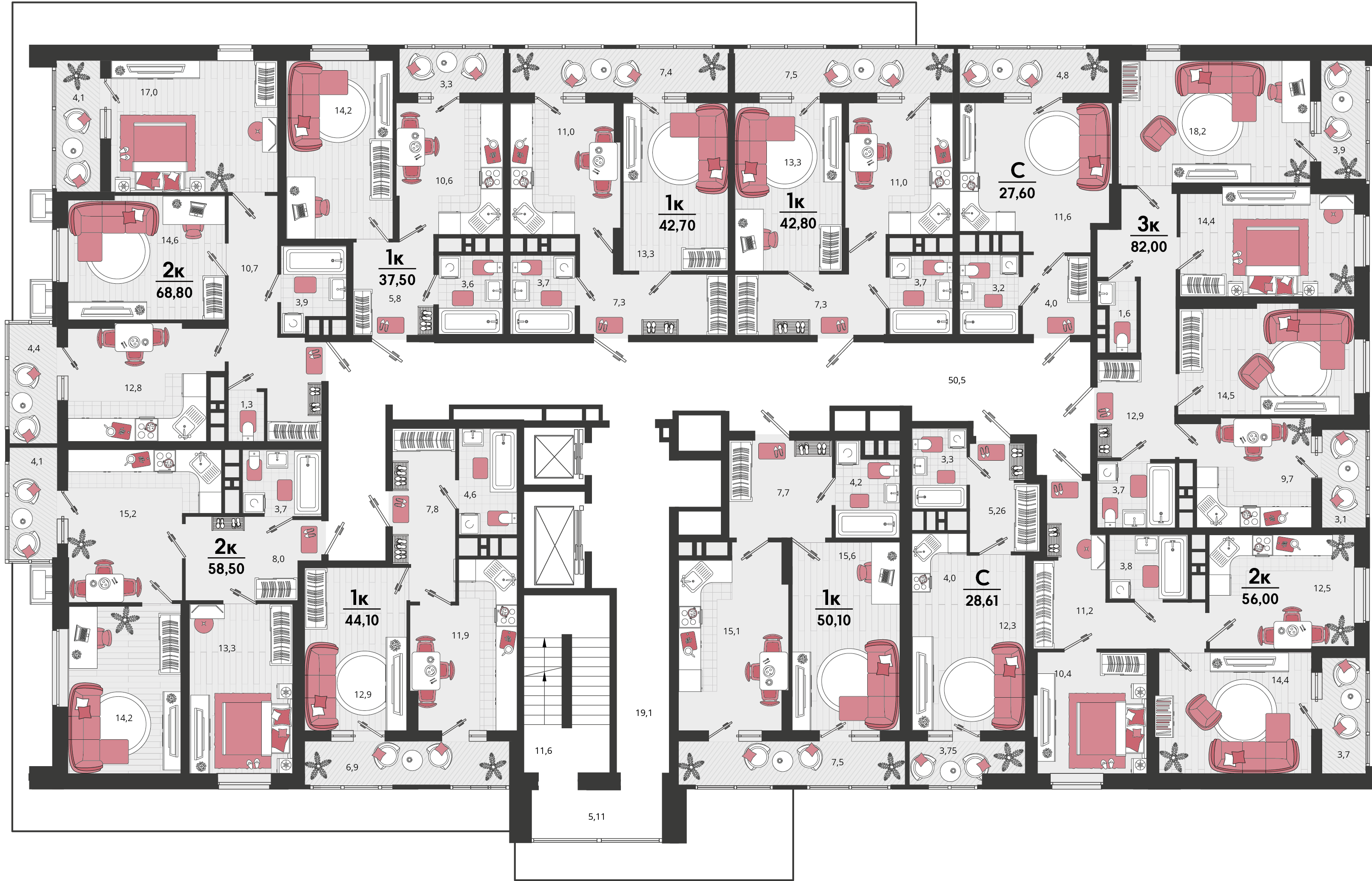 1-комнатная квартира №1 40,65 м2 от застройщика ГК ТОЧНО фото 5