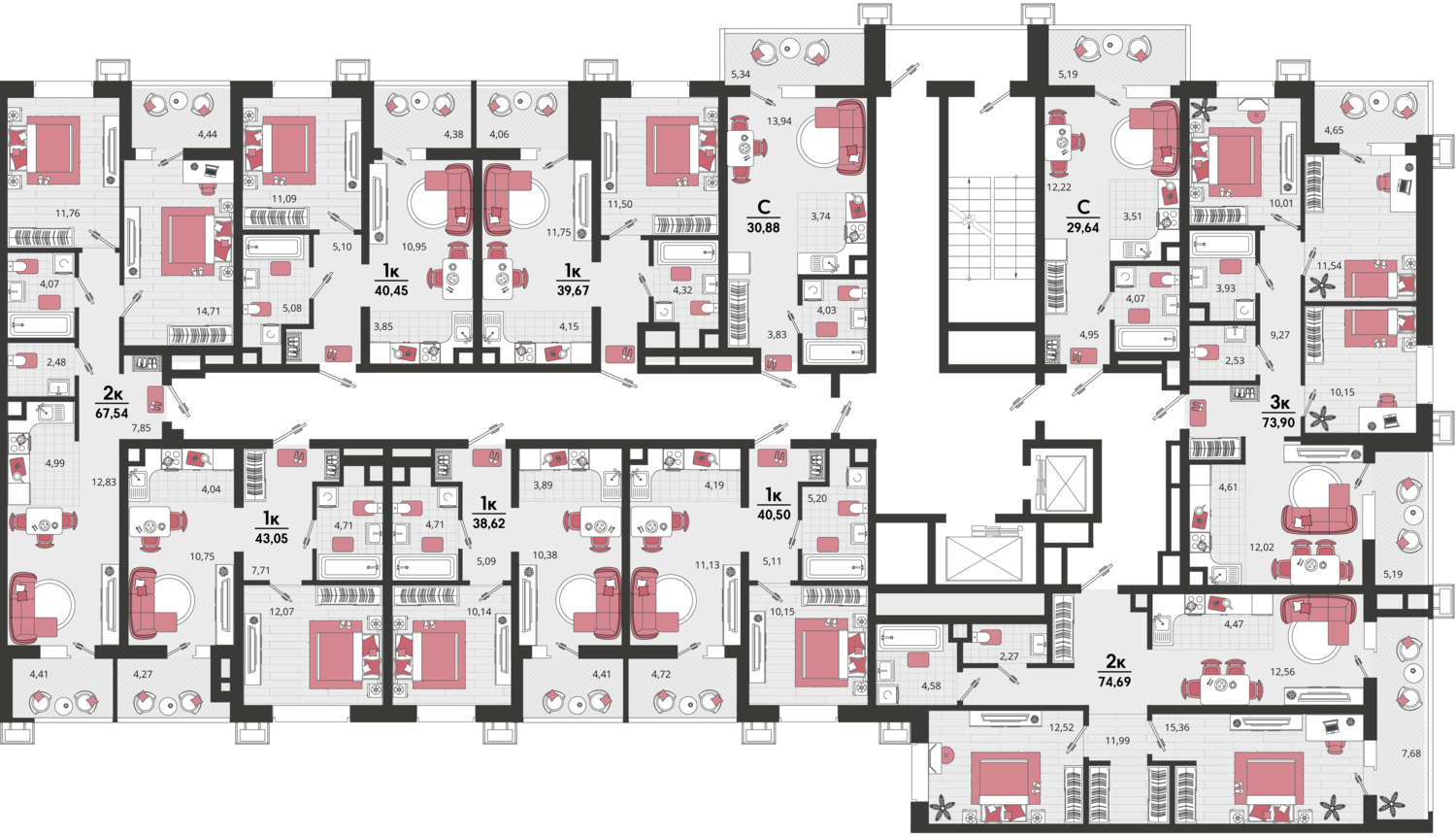 4-комнатная квартира №209 73,9 м2 от застройщика ГК ТОЧНО фото 2