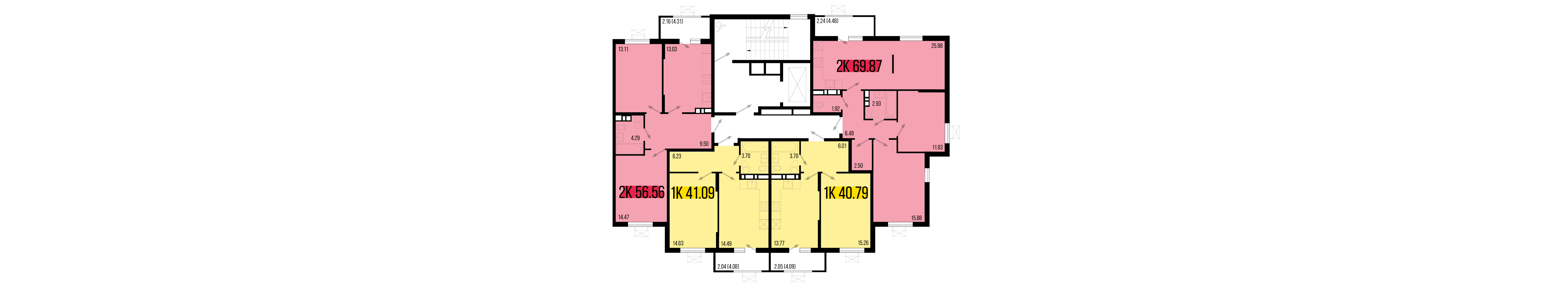 2-комнатная квартира №157 69,87 м2 от застройщика ГК ТОЧНО фото 5