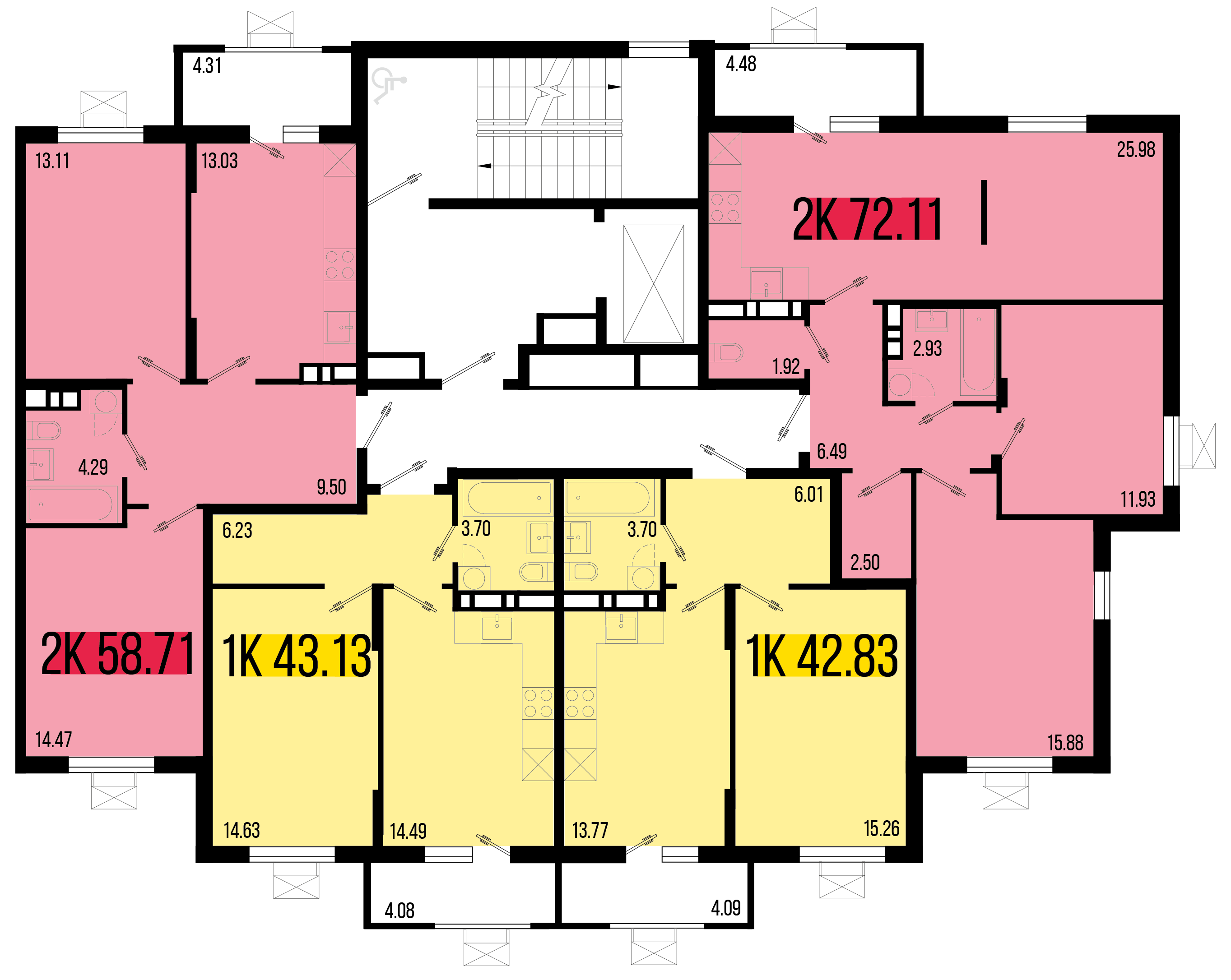 2-комнатная квартира №164 58,71 м2 от застройщика ГК ТОЧНО фото 5
