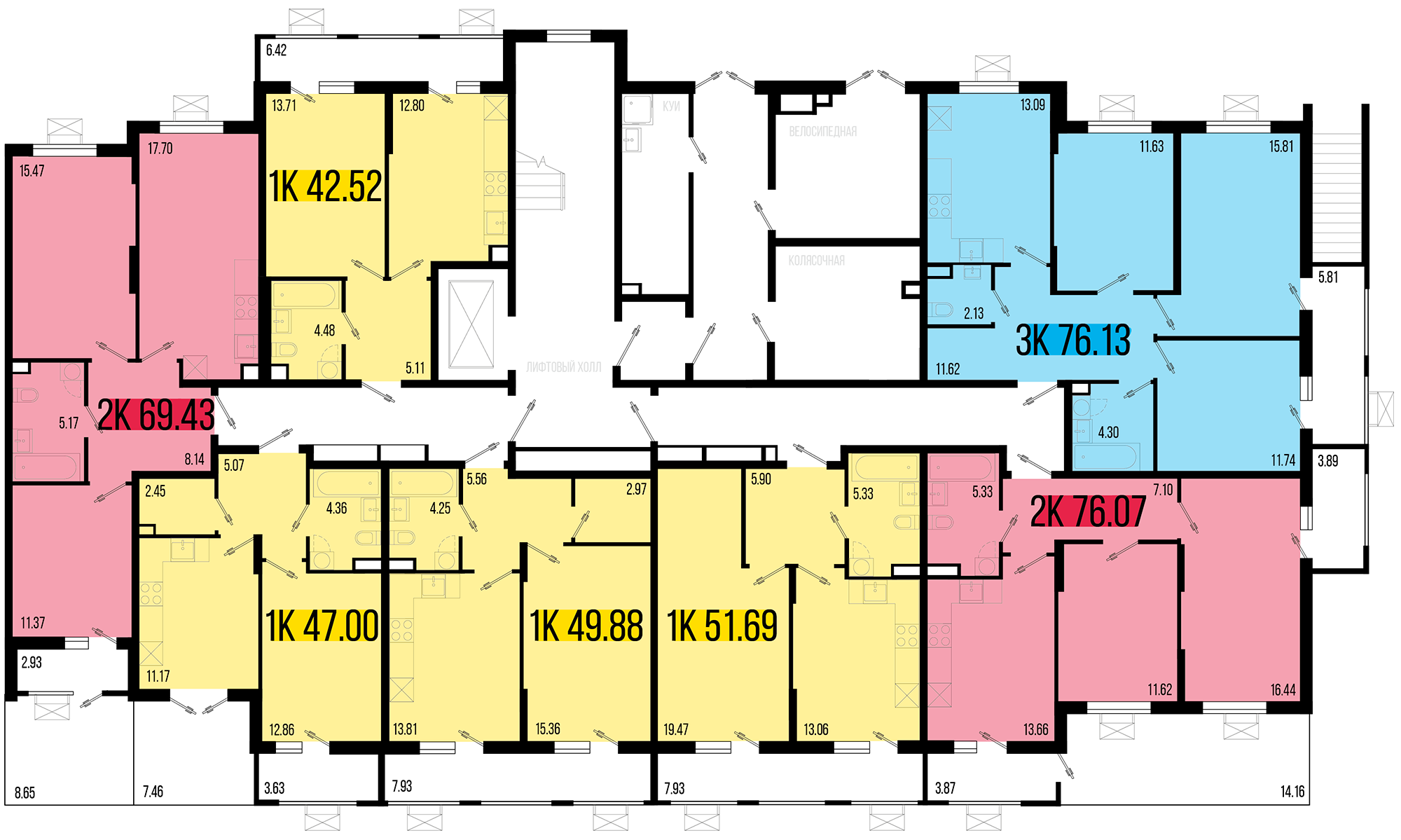 2-комнатная квартира №6 69,43 м2 от застройщика ГК ТОЧНО фото 5