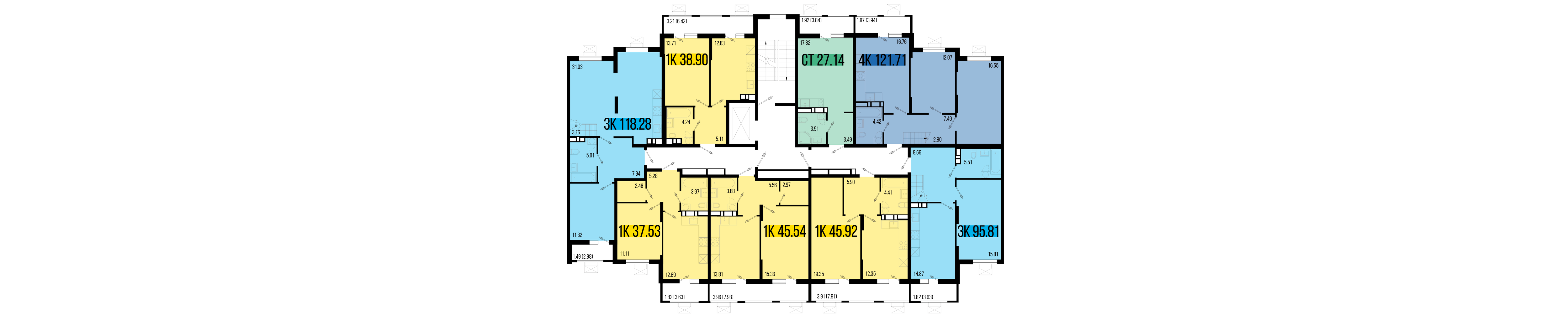 4-комнатная квартира №98 121,71 м2 от застройщика ГК ТОЧНО фото 5