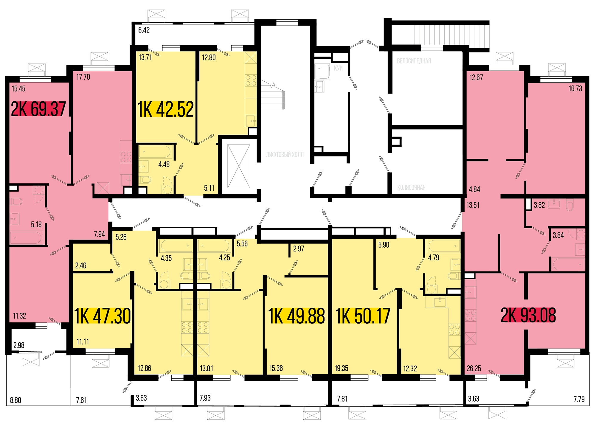 1-комнатная квартира №64 42,52 м2 от застройщика ГК ТОЧНО фото 5